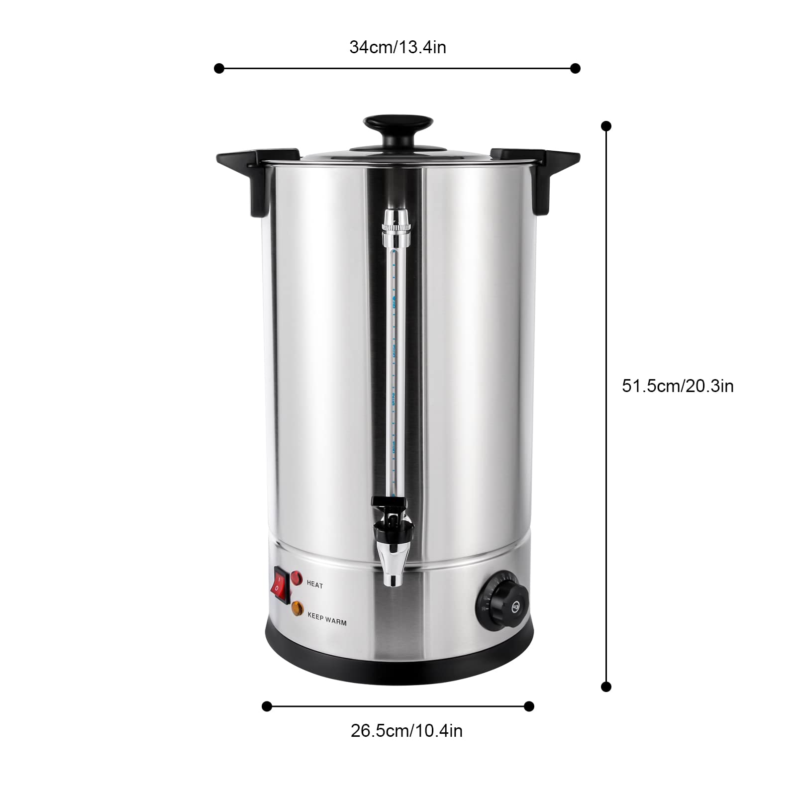 Commercial Grade Stainless Steel Coffee Urn 15L (3.96 Gal) - Large Capacity Hot Water Dispenser for Coffee, Tea & Catering - Perfect for Restaurants, Cafeterias, Weddings & Parties - Durable & Efficient for High-Volume Serving Scenarios