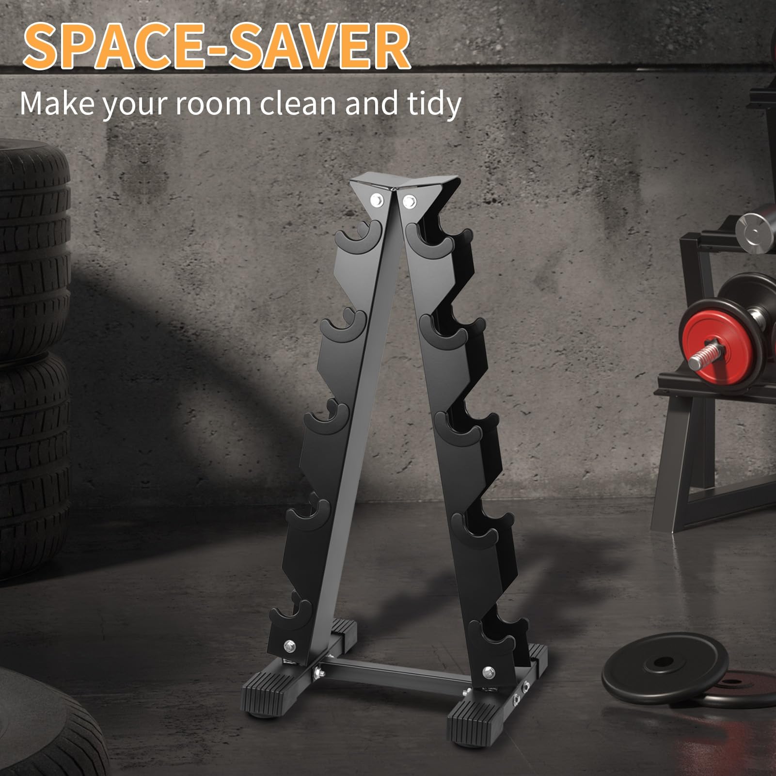 5 Tier Dumbbell Rack Stand - Heavy Duty Metal A-Frame Weight Storage Organizer for Home Gym Equipment | Perfect for Strength Training, CrossFit & Garage Workouts (2025 New Version)