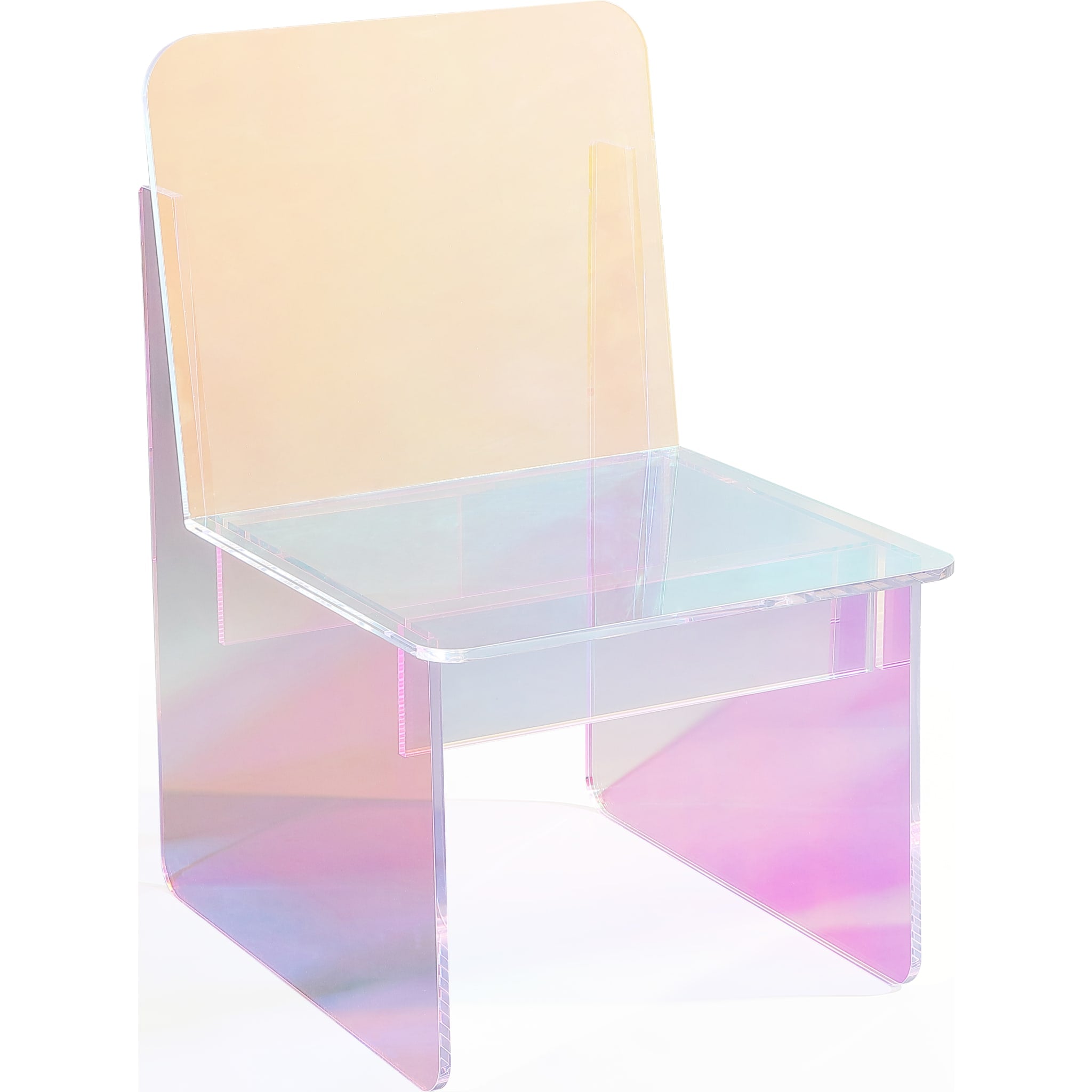 Iridescent Acrylic Accent Chair - Modern Translucent Furniture for Living Room, Bedroom & Office Decor - Stylish Seating for Home and Commercial Spaces