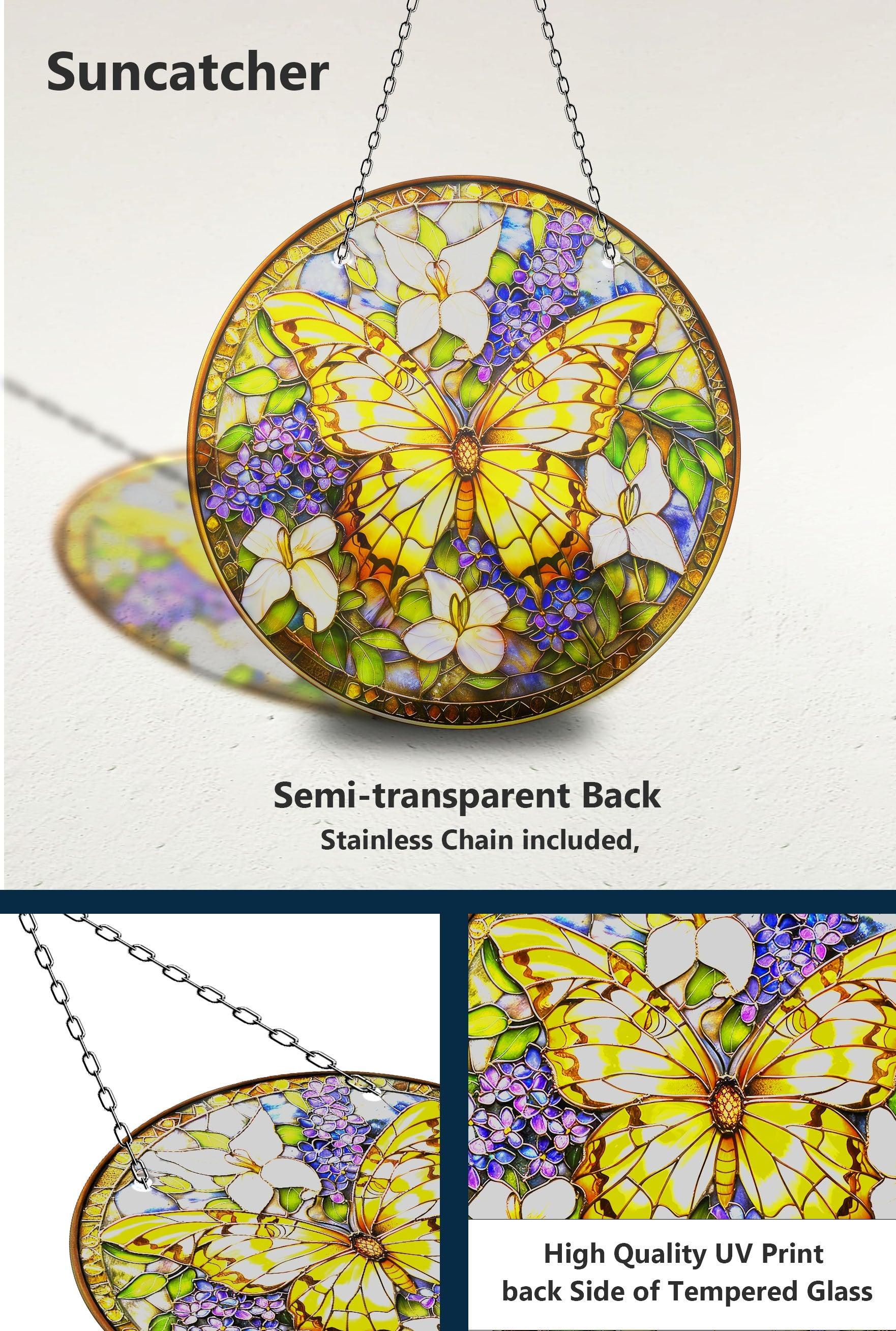 Vibrant Butterfly Suncatcher Window Decor - Handmade Stained Glass Sun Catchers for Home, Garden & Office - Perfect for Windows, Nursery & Gift Giving