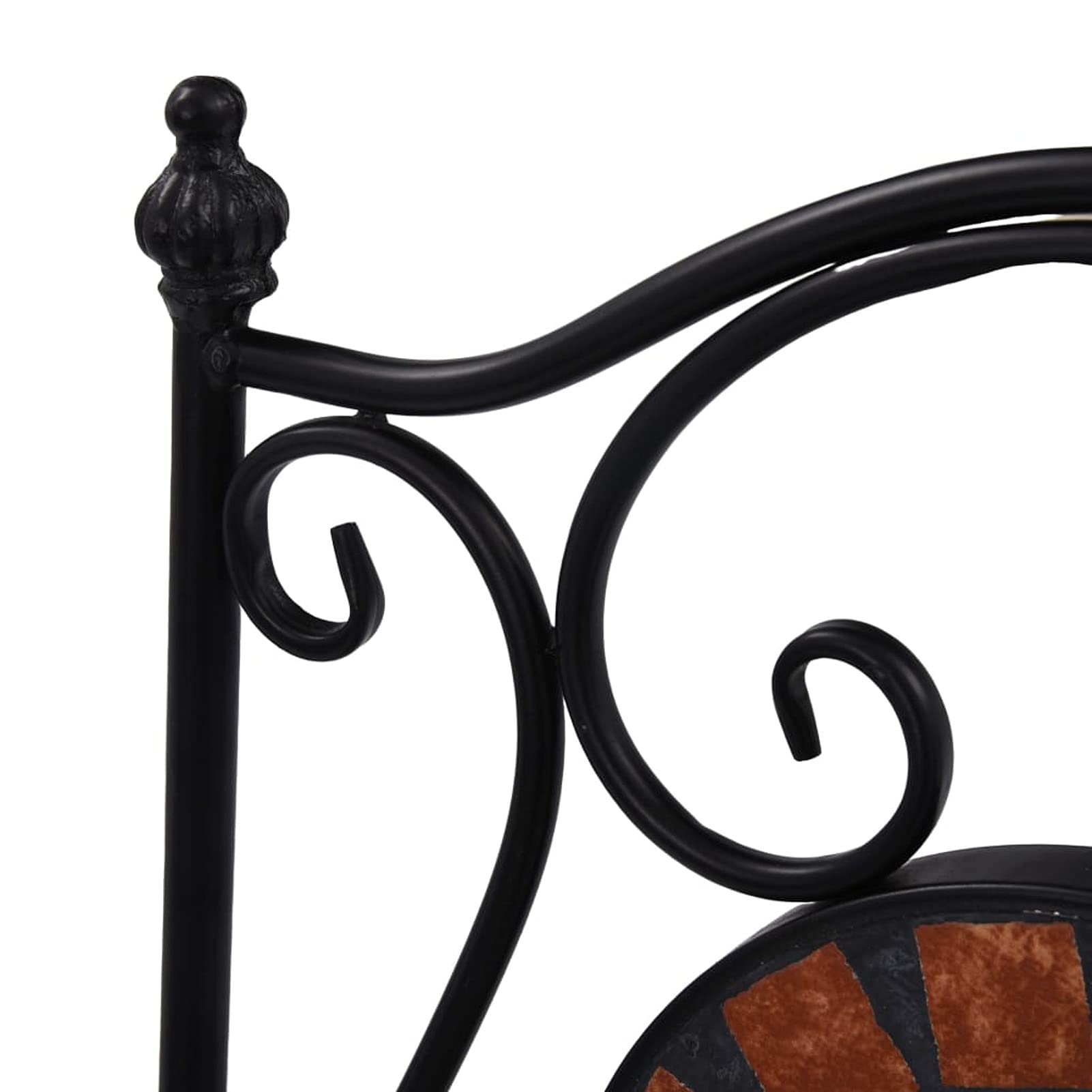 Brown Ceramic Mosaic Patio Table with 2 Bistro Chairs - Outdoor Dining Set for Garden, Balcony & Backyard Decor