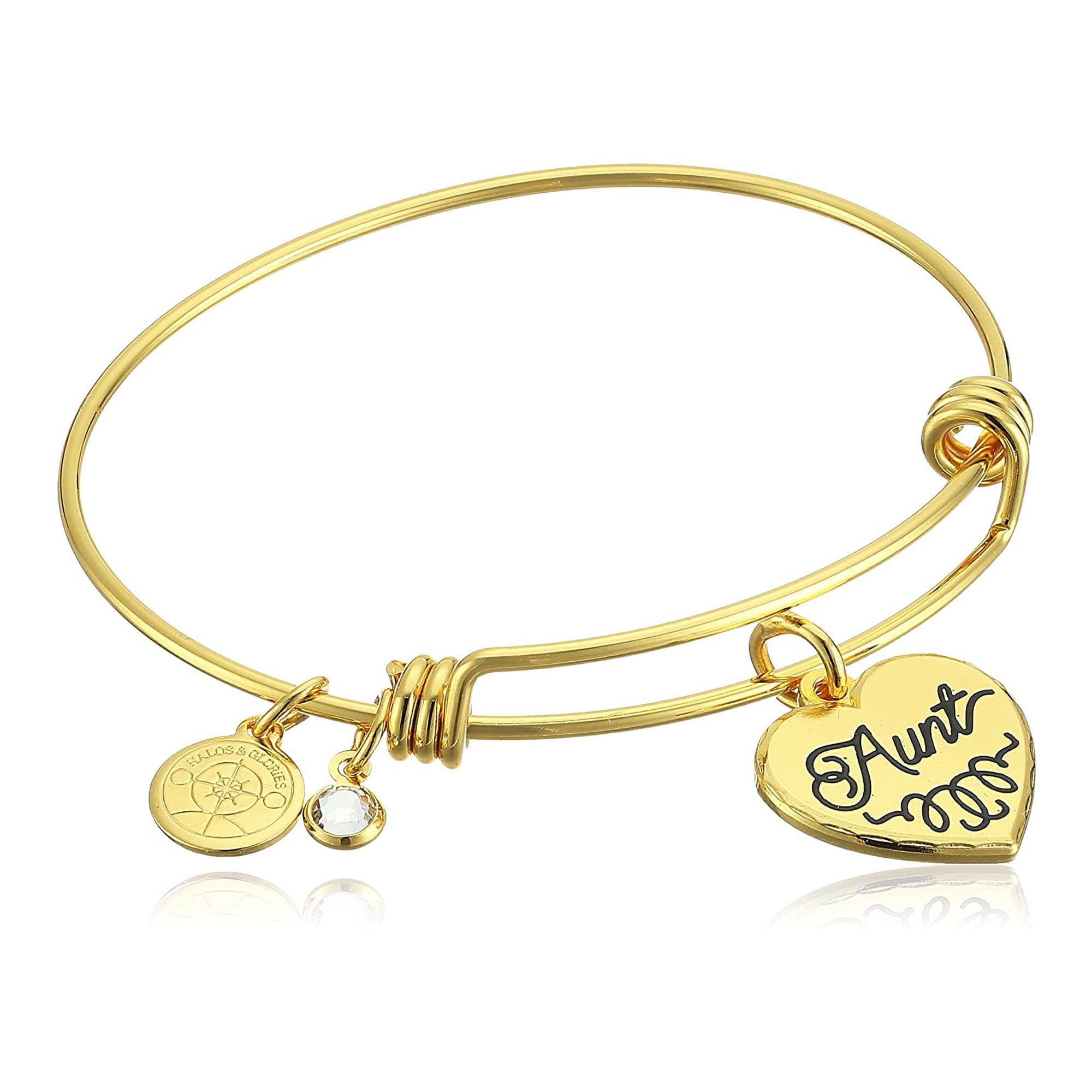 Stylish Aunt Charm Bangle Bracelet with Halo Design - Perfect for Gifts, Family Reunions & Special Occasions