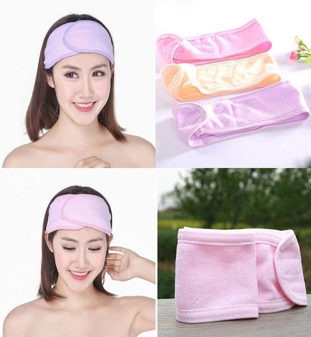ZAUKY Adjustable Premium Cotton Facial Headbands for Women & Men - Soft Stretchable Headband for Skincare, Spa, Makeup & Hair Styling (4-Pack, Multicolor) - Perfect for Daily Use, Beauty Routine & Relaxation