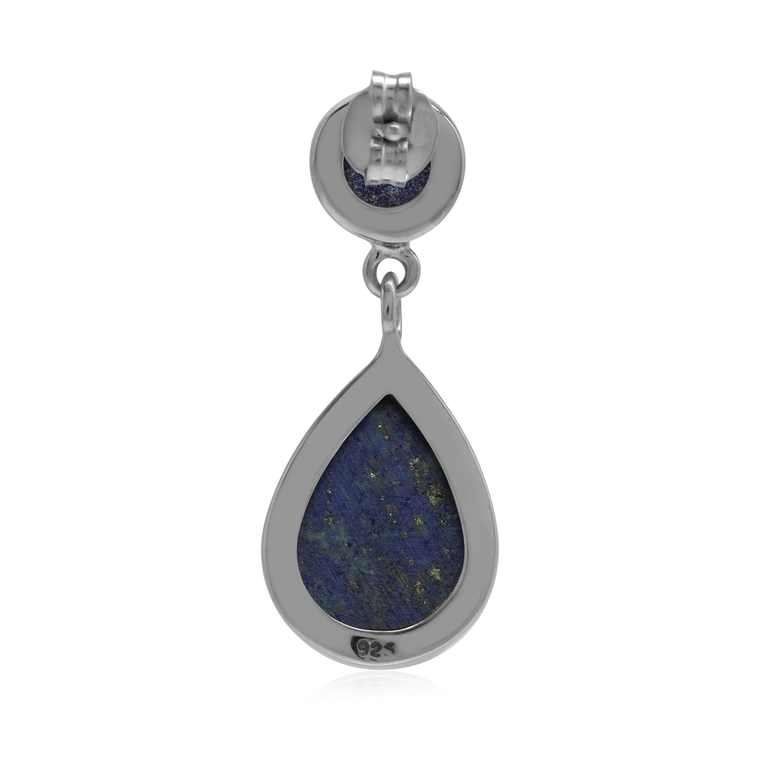 925 Sterling Silver Pear Shape Cabochon Dangle Drop Earrings for Women | Elegant Post Earrings for Daily Wear, Office & Special Occasions
