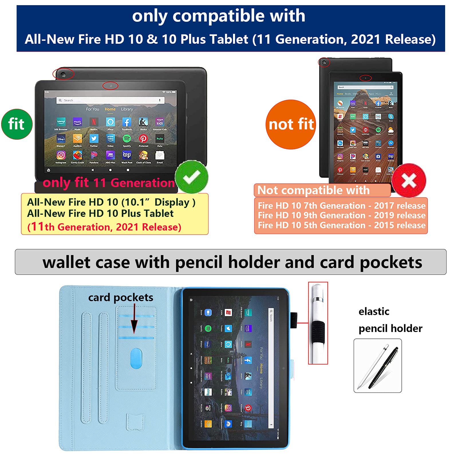 Fire HD 10 Tablet Case (2021 Release) for 11th Gen & 10.1