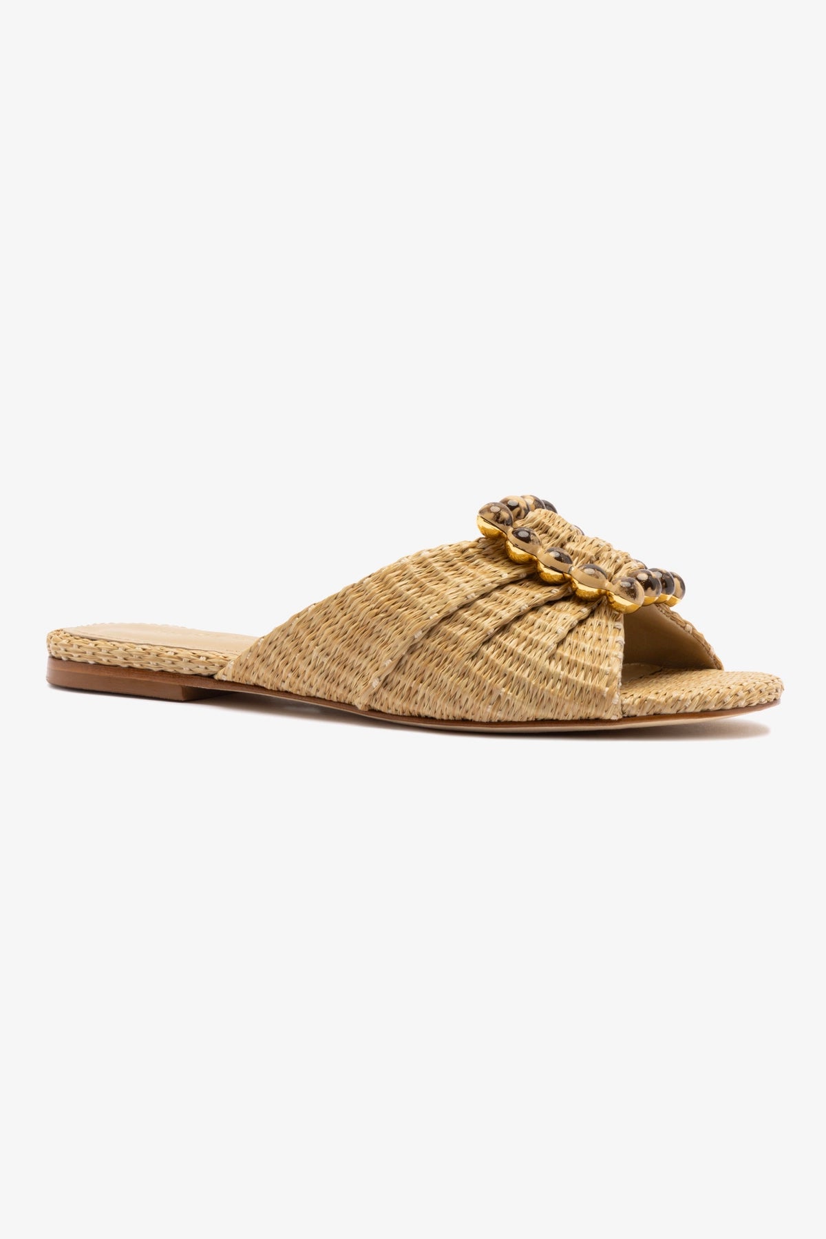 Chloe Gosselin by Larroudé Women's Nova Flat Sandals in Natural Raffia - Comfortable Summer Espadrilles for Beach, Vacation & Casual Outings