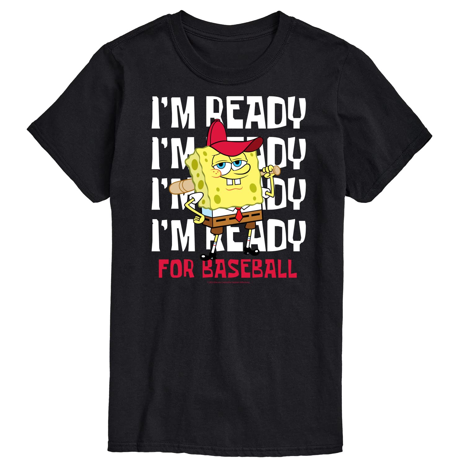 HYBRID APPAREL Spongebob Squarepants Baseball Graphic T-Shirt for Men - Soft Cotton Short Sleeve Tee - Perfect for Casual Wear, Sports Events & Fan Merchandise