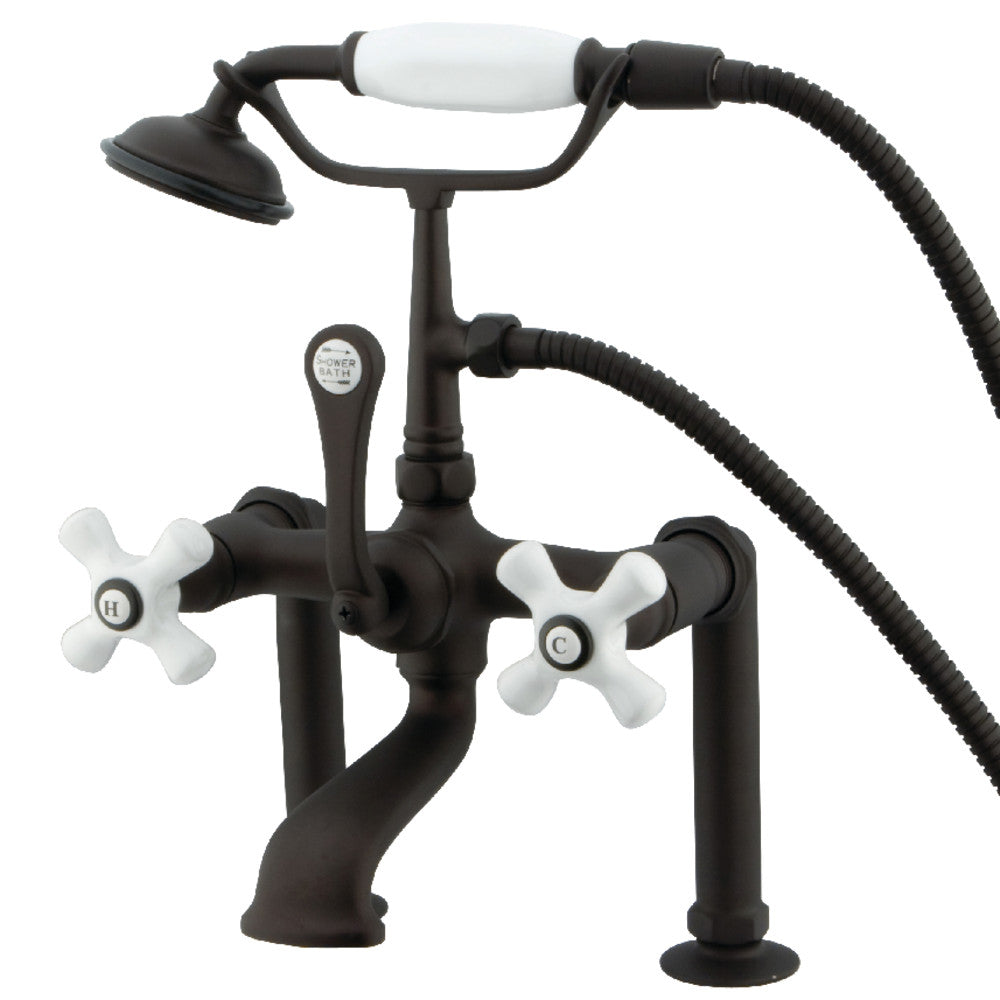 Kingston Brass CC111T5 Vintage 7 Inch Deck Mount Clawfoot Tub Faucet with Hand Shower - Antique Style Bathroom Fixture for Classic & Modern Bathrooms