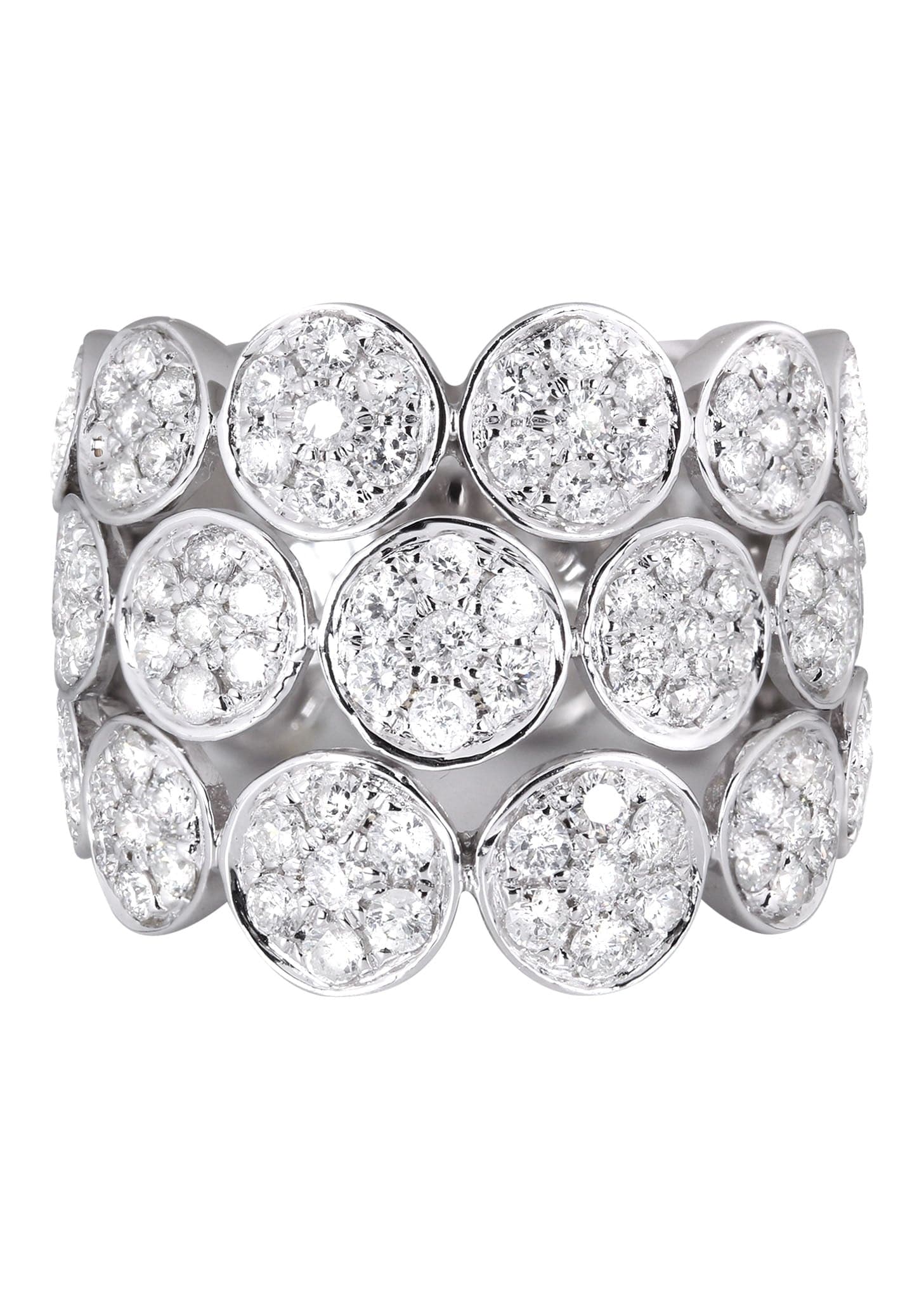 14K White Gold Diamond Cocktail Ring for Women | 2.05 Carat Total Weight | 7.67 Grams | Elegant Party Jewelry for Evening Events & Special Occasions