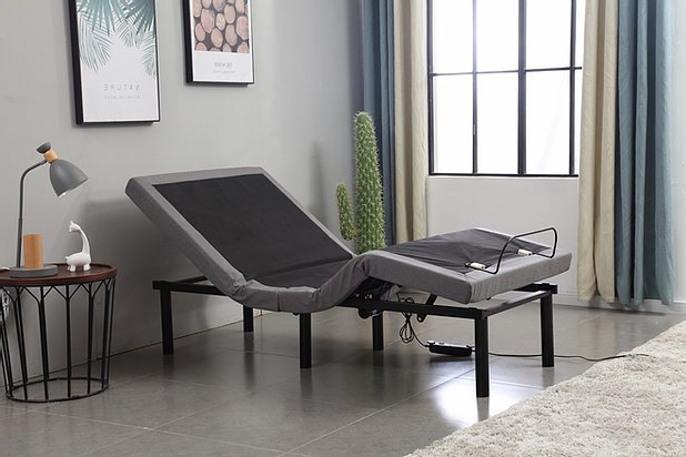 Grey Twin XL Electric Adjustable Bed Frame with Wireless Remote Control - Perfect for Home, Dorm, and Guest Room Comfort