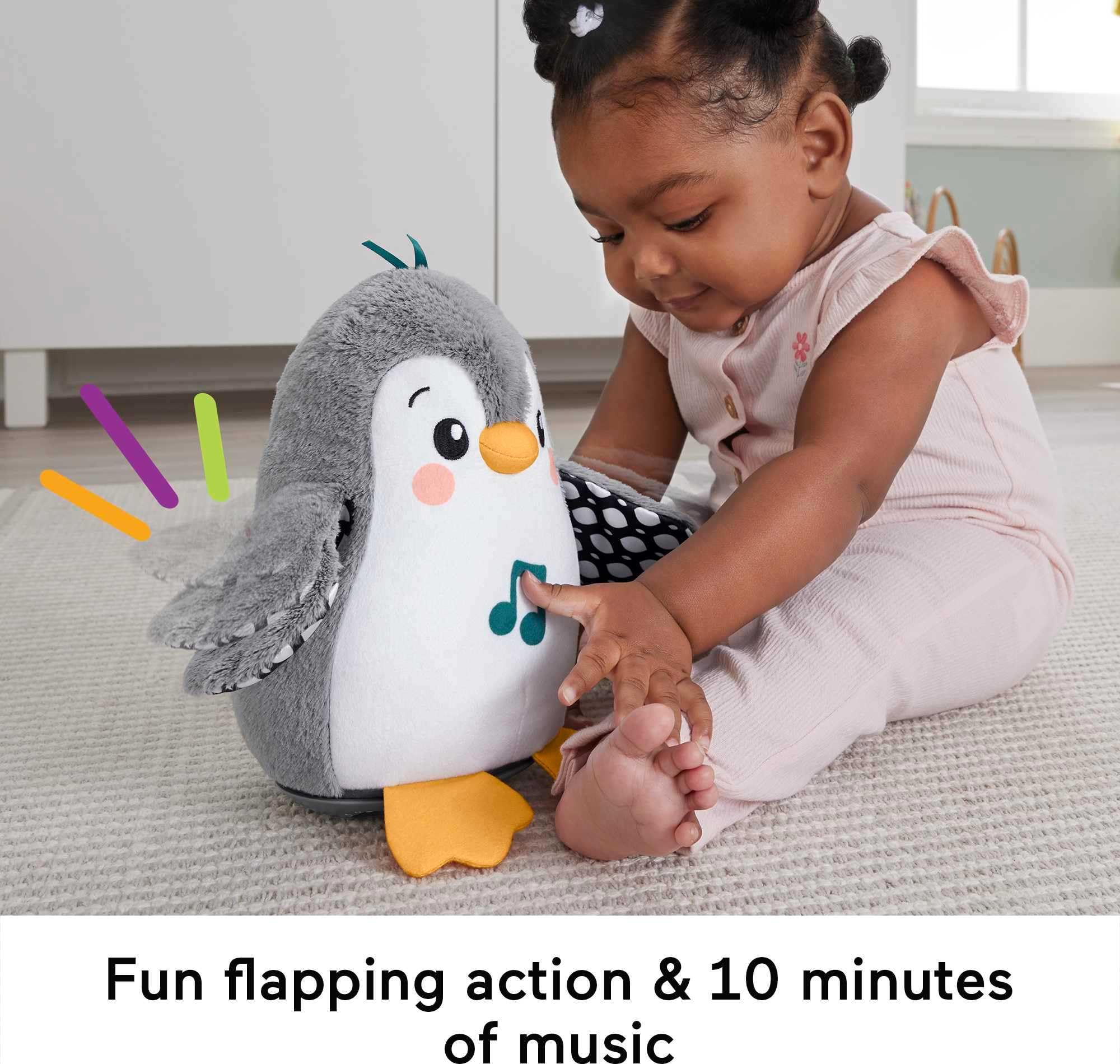 Fisher-Price Baby Tummy Time Toy - Flap & Wobble Penguin Plush with Music & Motion for Sensory Play | Newborn Developmental Toy 0+ Months | Perfect for Early Learning & Playtime