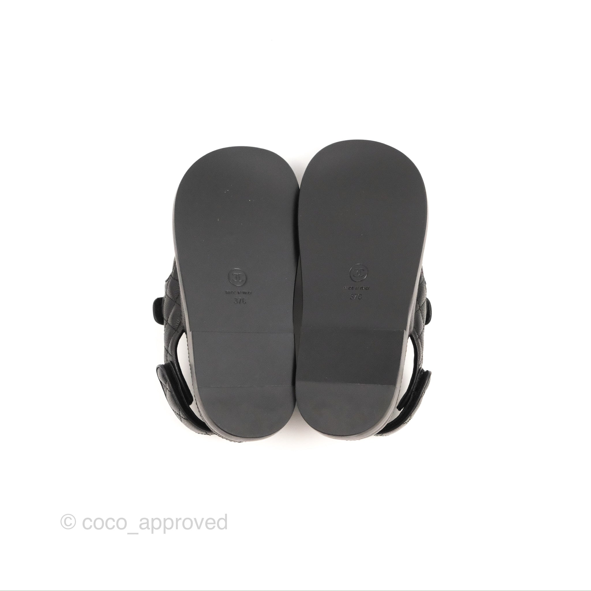 Chanel CC Logo Slide Strap Flat Dad Sandals for Women - Black Size 37 | Comfortable Summer Casual Shoes for Beach, Vacation & Everyday Wear