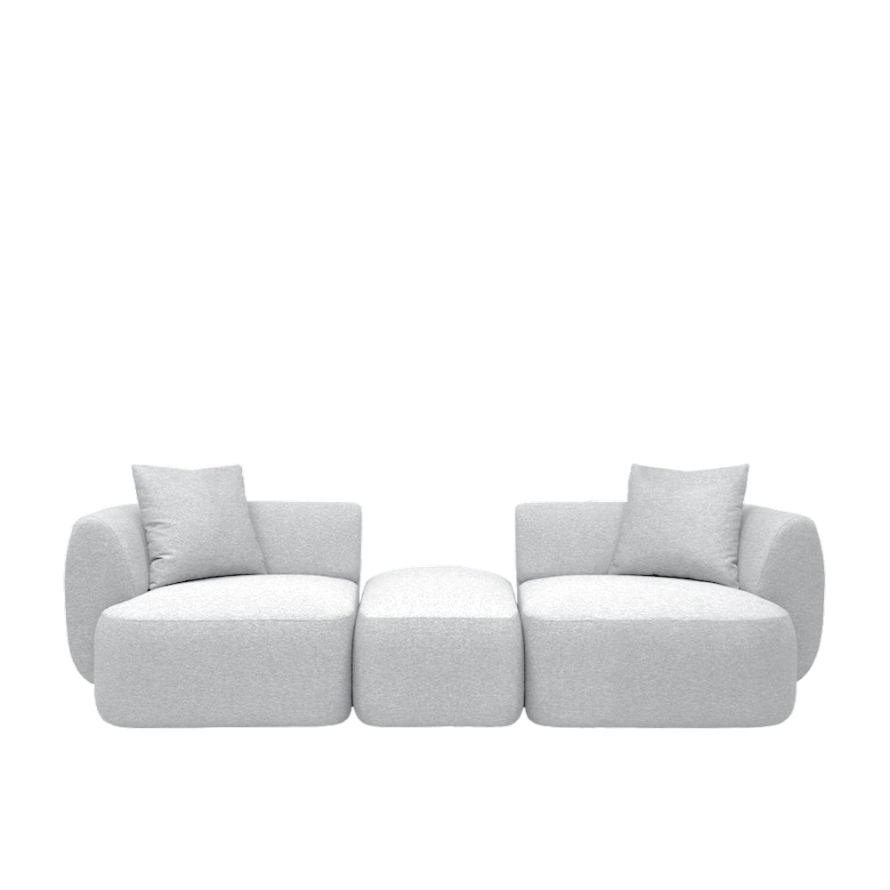 Pebble 4-Seater Sectional Sofa with Ottoman | EcoClean Fabric | Modern Living Room Furniture | Perfect for Small Spaces & Family Gatherings