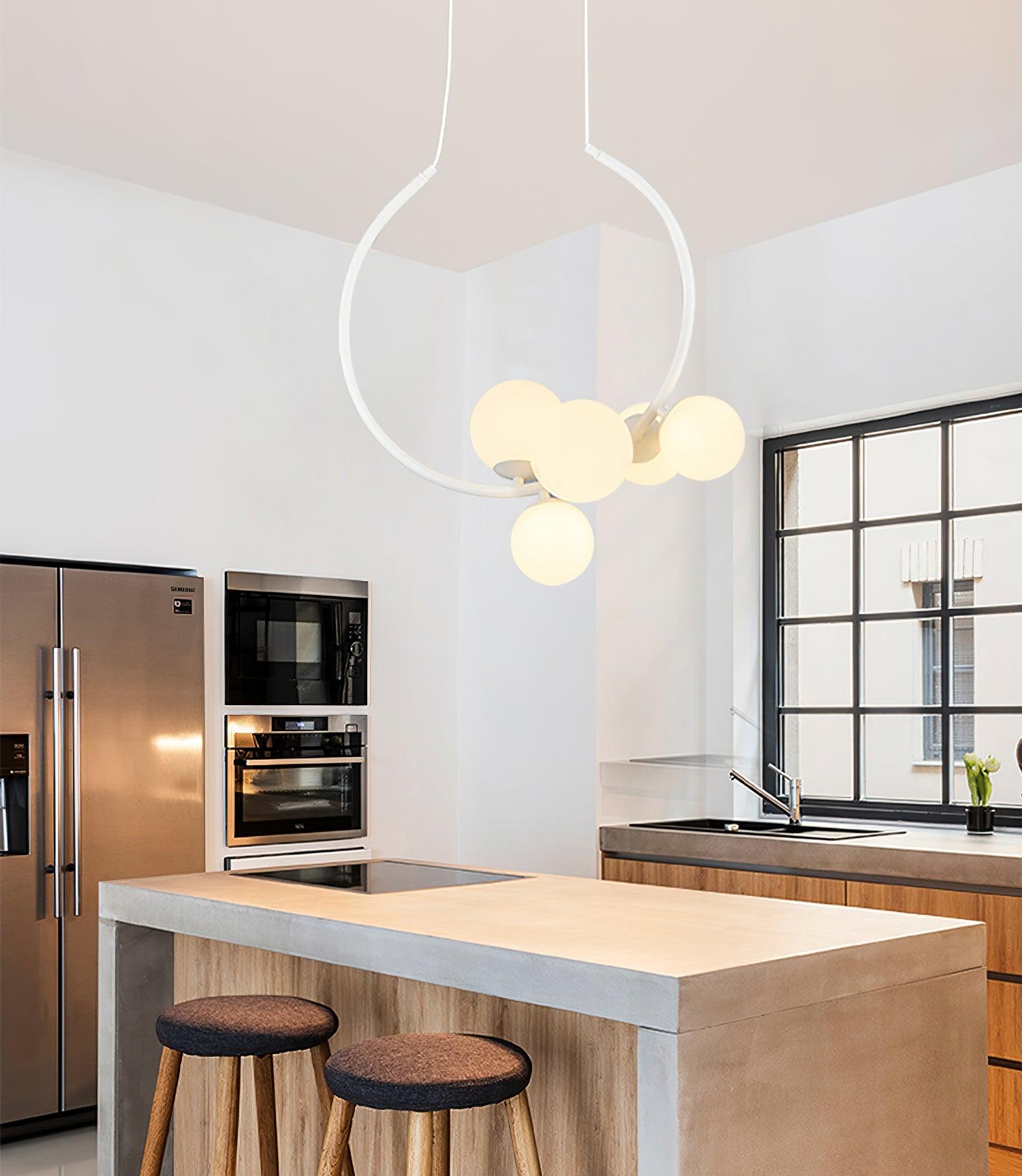 Modern Glass Bubble Pendant Light - Elegant Hanging Chandelier for Dining Room, Kitchen Island & Bedroom Decor - Dimmable LED Lighting Fixture
