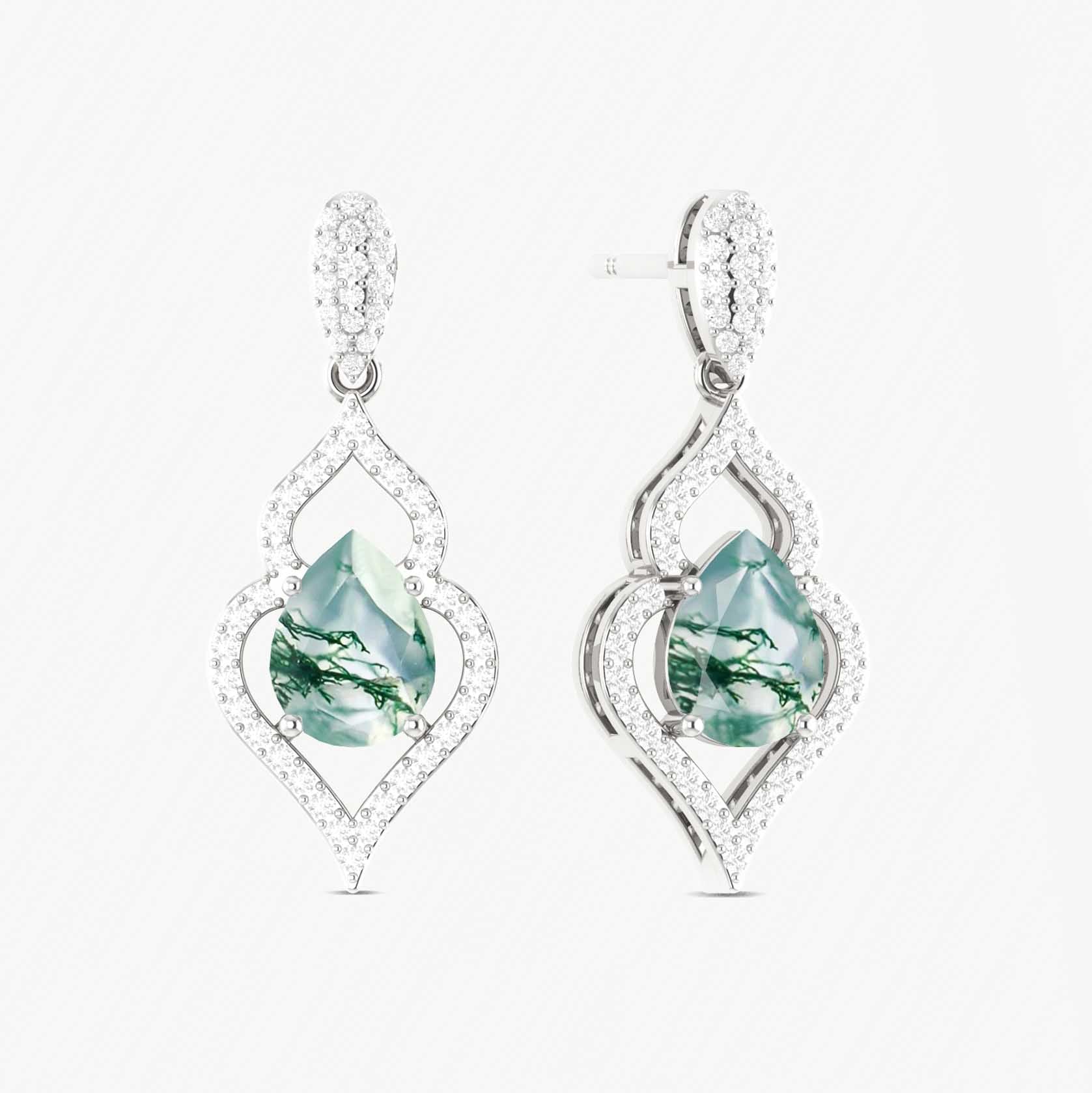 Natural Moss Agate Gemstone Stud & Drop Earrings for Women - Elegant Bohemian Jewelry for Party, Wedding & Everyday Wear