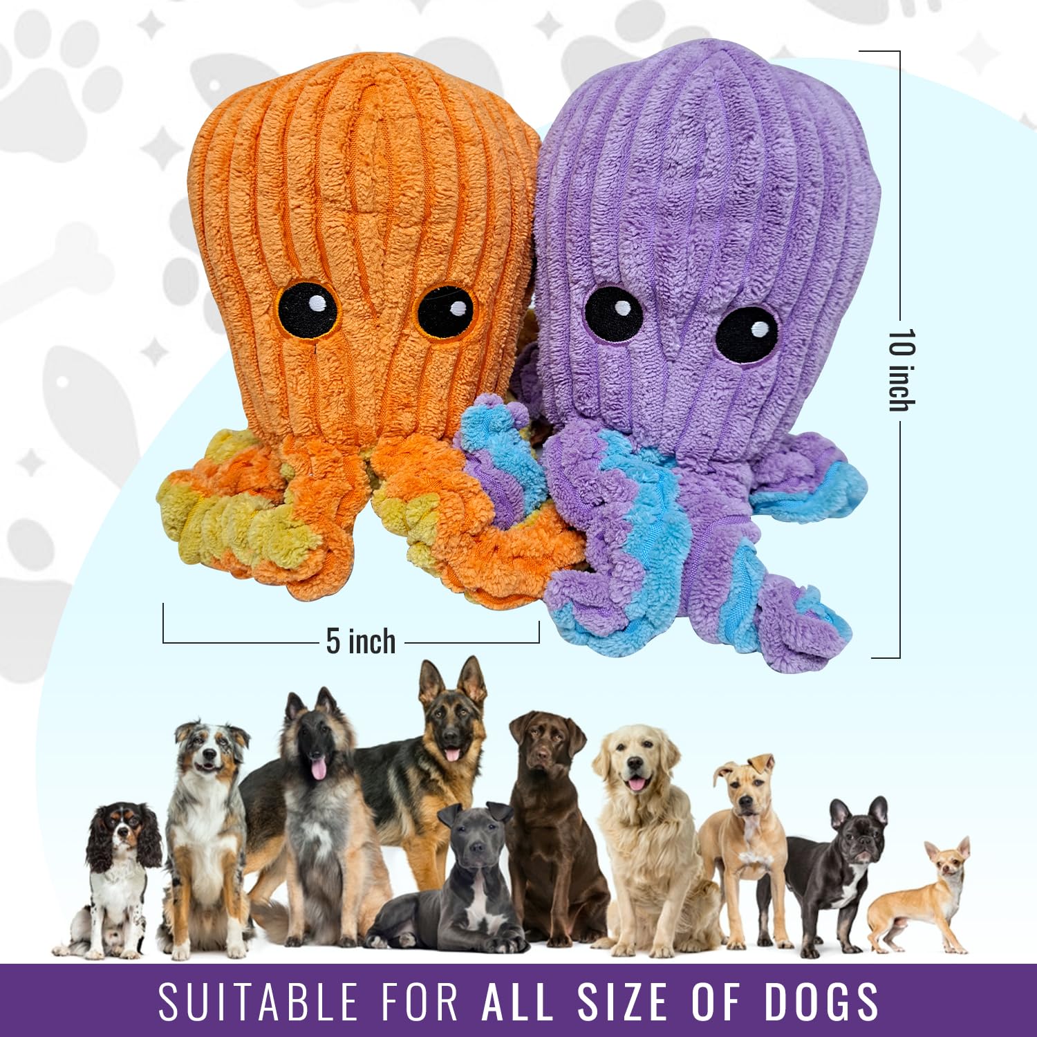 Durable Octopus Dog Toys with Squeaker & Crinkle - Interactive Chew Toys for Small, Medium & Large Dogs (Orange/Yellow) - Perfect for Playtime, Training & Teething Puppies