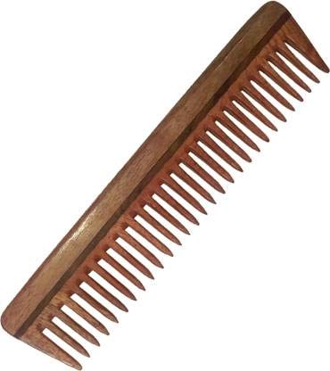 Natural Neem Wood Broad Tooth Comb for Men & Women – Handmade Anti-Dandruff & Hair Growth Comb | Perfect for Scalp Massage, Detangling, and Daily Hair Care