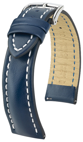 Hirsch Heavy Calf Blue 20mm Leather Watch Strap - Premium Replacement Band for Men's Watches | Perfect for Dress Watches, Business Attire & Formal Occasions