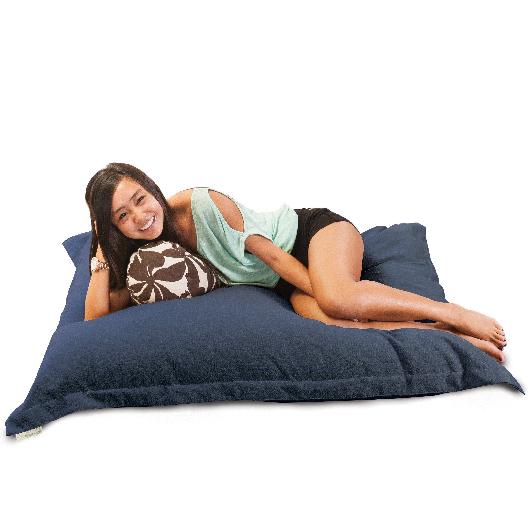 Majestic Home Goods Wales Floor Pillow - Navy Blue Soft Floor Cushion for Living Room, Bedroom, Kids Play Area & Meditation Space