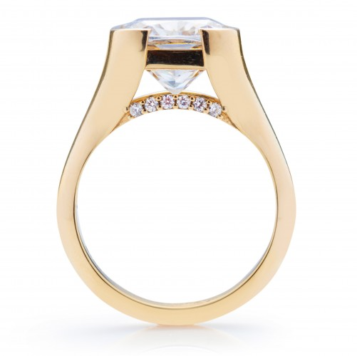 Half Bezel Diamond Bridge Engagement Ring - Elegant & Timeless Wedding Band for Women - Perfect for Proposals, Anniversaries & Special Occasions