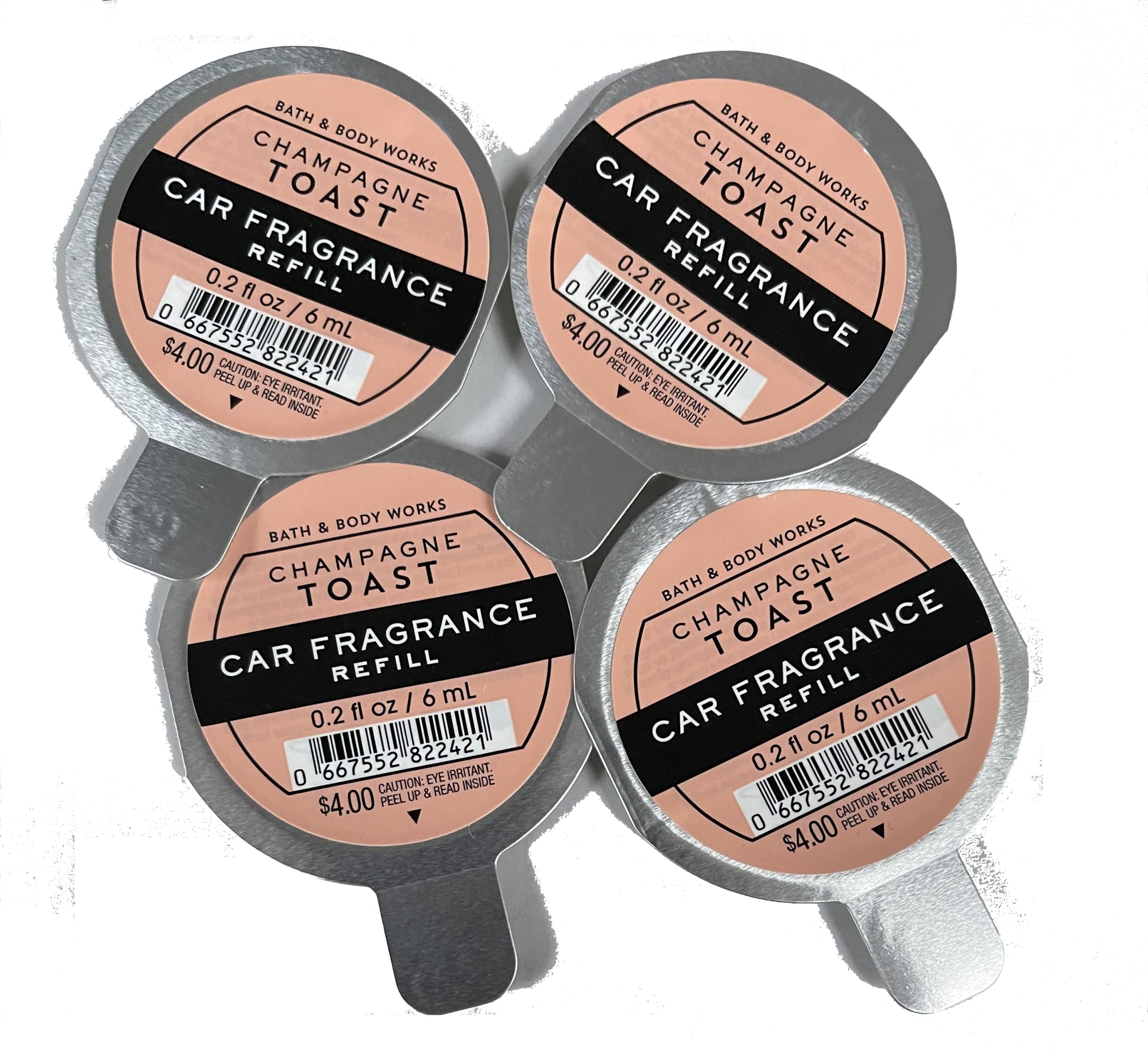 Bath and Body Works Champagne Toast Scentportable Fragrance Refill 4-Pack (0.2 Oz Each) - Perfect for Home, Office, Car & Closet Freshening