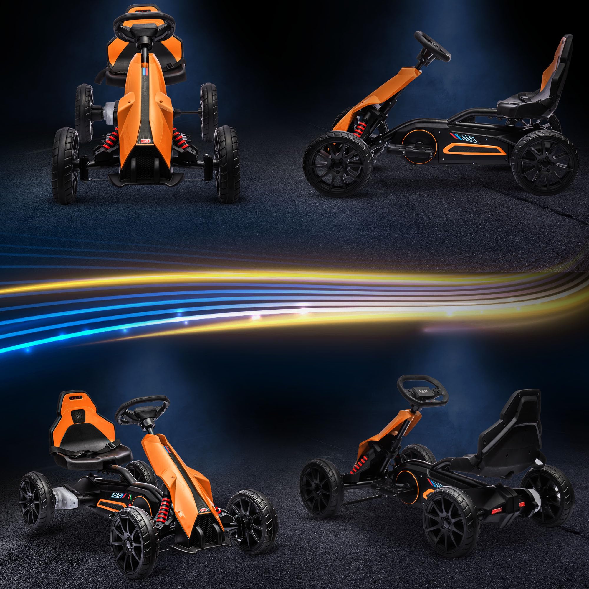Aosom 12V Electric Go Kart for Kids - Adjustable Speed Ride-On Toy with Forward/Reverse, Outdoor Play Vehicle for Boys & Girls Ages 3-8 (Orange) - Perfect for Backyard Fun, Birthday Gifts & Family Outdoor Activities
