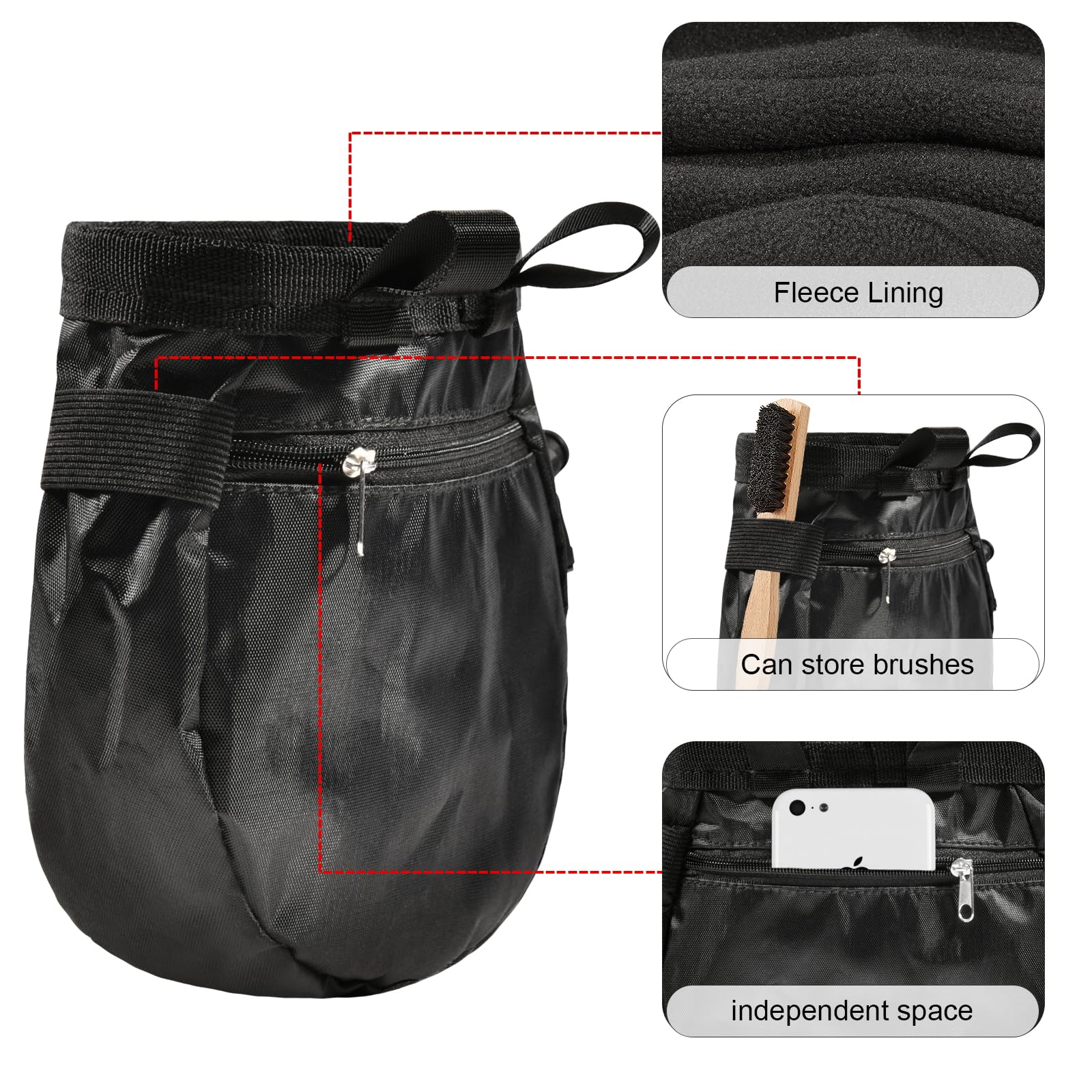 Rock Climbing Chalk Bag with Drawstring - Lightweight Bouldering Chalk Bucket for Gym, Weightlifting & Crossfit Training - Perfect for Indoor & Outdoor Climbing, Gymnastics and Fitness Workouts