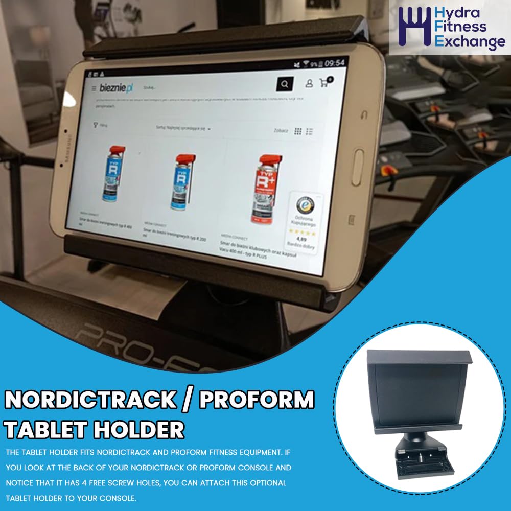 Hydra Fitness Exchange Tablet Holder with Screws 410314 - Compatible with 1750 NTL141190 Treadmill - Perfect for Watching Videos & Tracking Workouts While Running