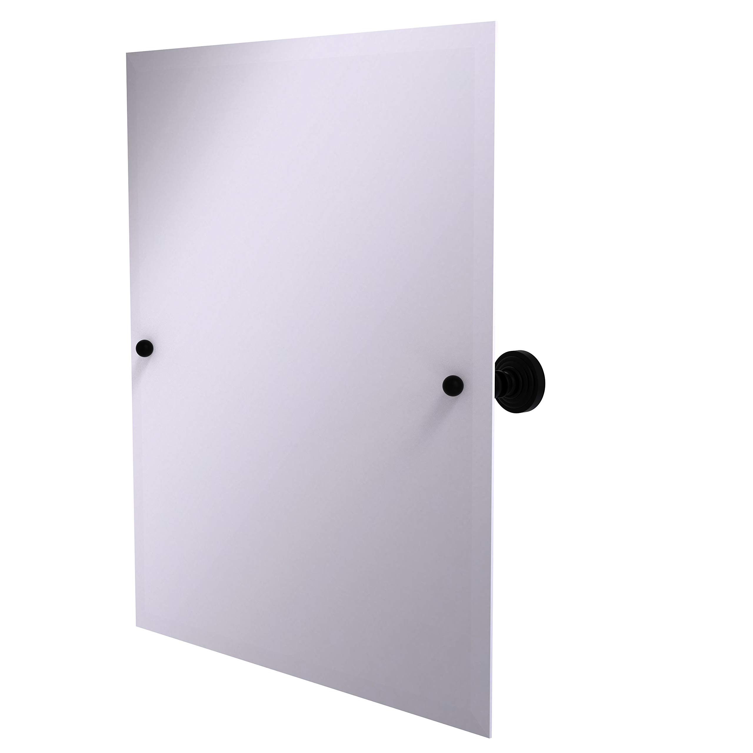 Allied Brass WP-92 Frameless Rectangular Tilt Beveled Edge Wall Mirror in Matte Black - Perfect for Bathroom, Bedroom, and Entryway Decor