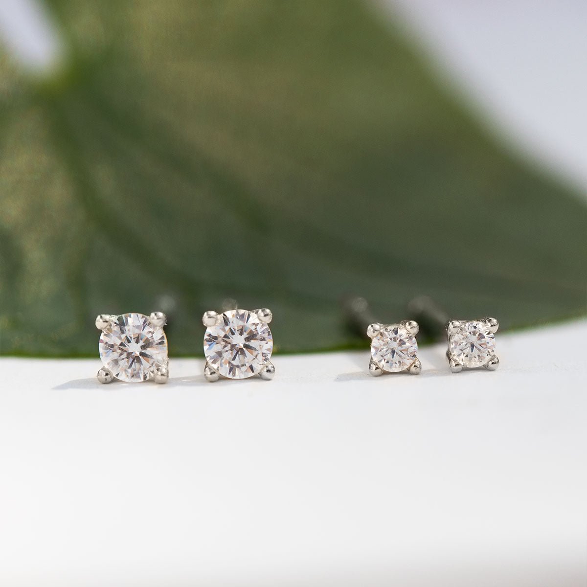 Tiny Crystal Stud Earrings Set - 14K Gold Plated Hypoallergenic Earrings for Women - Perfect for Daily Wear, Parties & Gifts