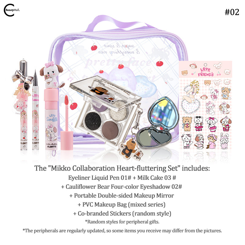 FLORTTE x Mikko Limited Edition Makeup Gift Set - Cute Animal Print Eyeshadow Palette & Lip Gloss Collection | Perfect for Birthday Gifts, Valentine's Day Presents & Travel Makeup Kit