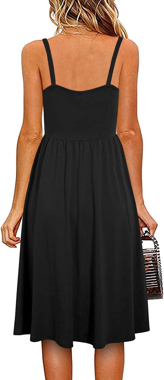 Soesdemo Women's Floral Boho Summer Dress 2025 - Sleeveless V-Neck Spaghetti Strap A-Line Sundress with Pockets | Casual Beach Wear, Vacation Outfit, Garden Party Dress