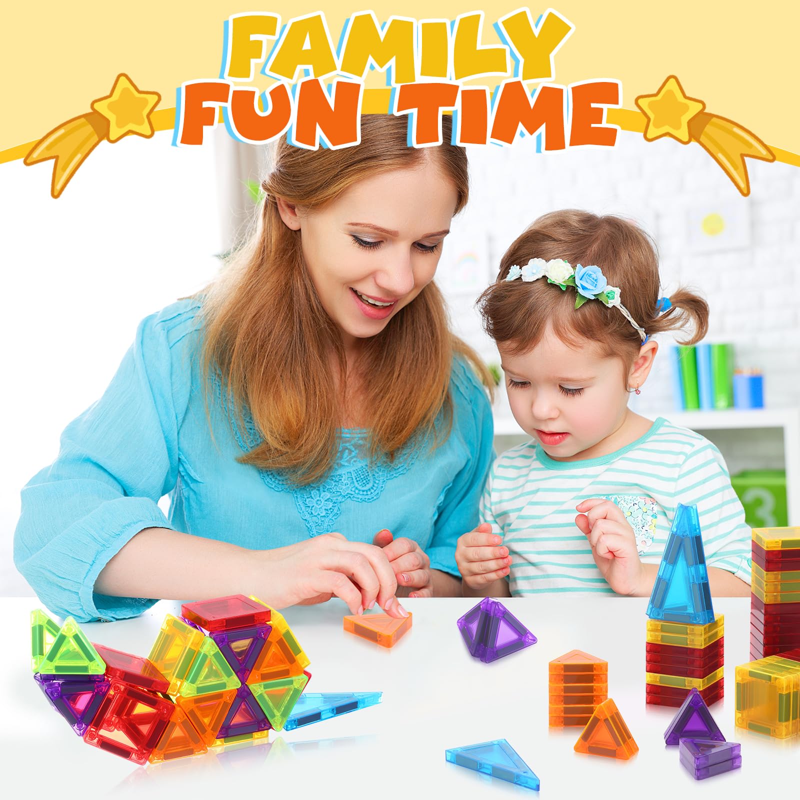 STEM Magnetic Building Blocks for Kids - 100-Piece Travel Mini Magnetic Tiles Construction Toy Set, Educational STEM Learning Toys for Boys & Girls Ages 3-9 - Perfect for Home, Classroom & Travel Play