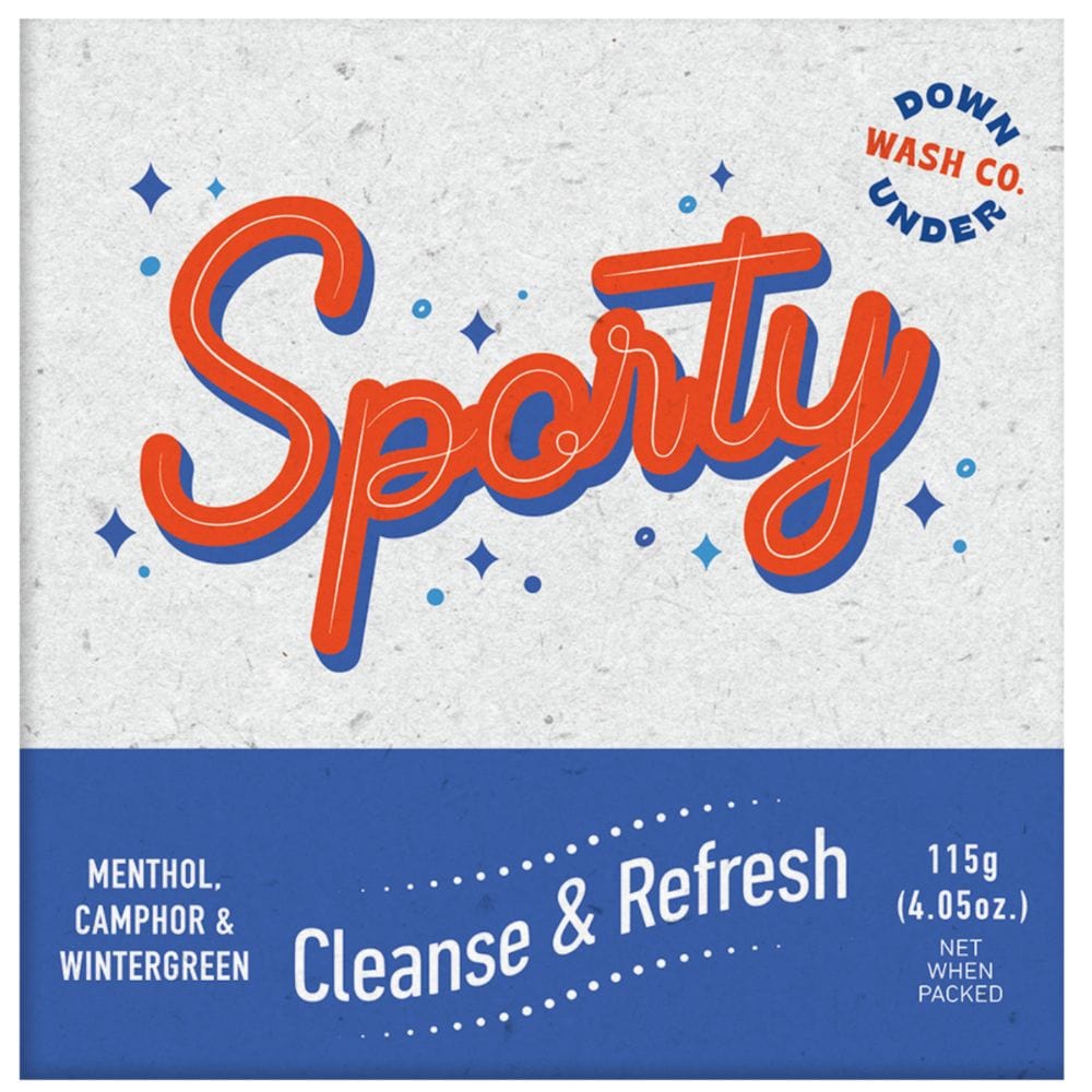 Downunder Wash Co Sporty Cleanse & Refresh Soap Bar 115g - Natural Body Wash for Men & Women - Gym, Post-Workout & Travel Essential - Refreshing Citrus Scent