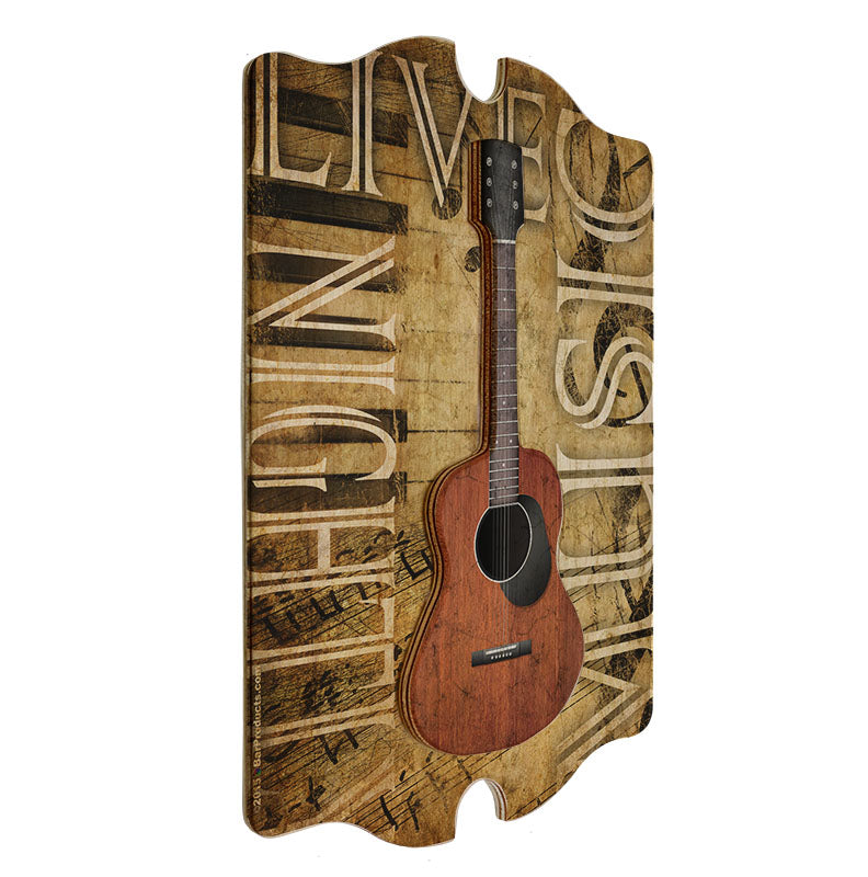 3D Wooden Guitar Tavern Sign - Handcrafted Rustic Bar Decor for Live Music Nights | Perfect for Pubs, Bars, and Music Lovers' Home Decor