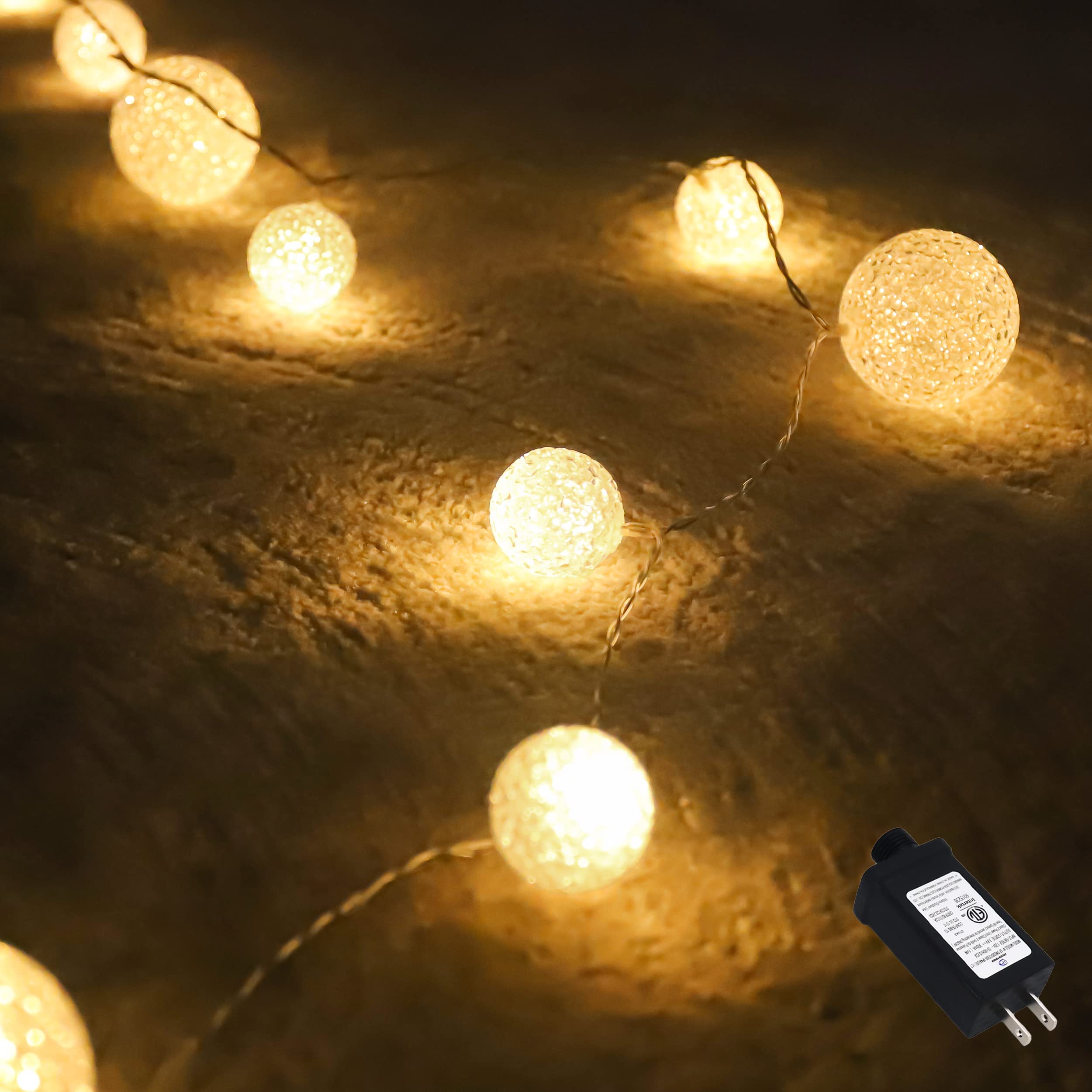 20 Warm White LED Globe String Lights with Timer - Plug in Blinking Fairy Lights for Wedding, Party, Home Decor, Christmas & Holiday - 10ft Connectable Indoor/Outdoor Decorations (Perfect for Bedroom, Garden, Patio & Special Events)