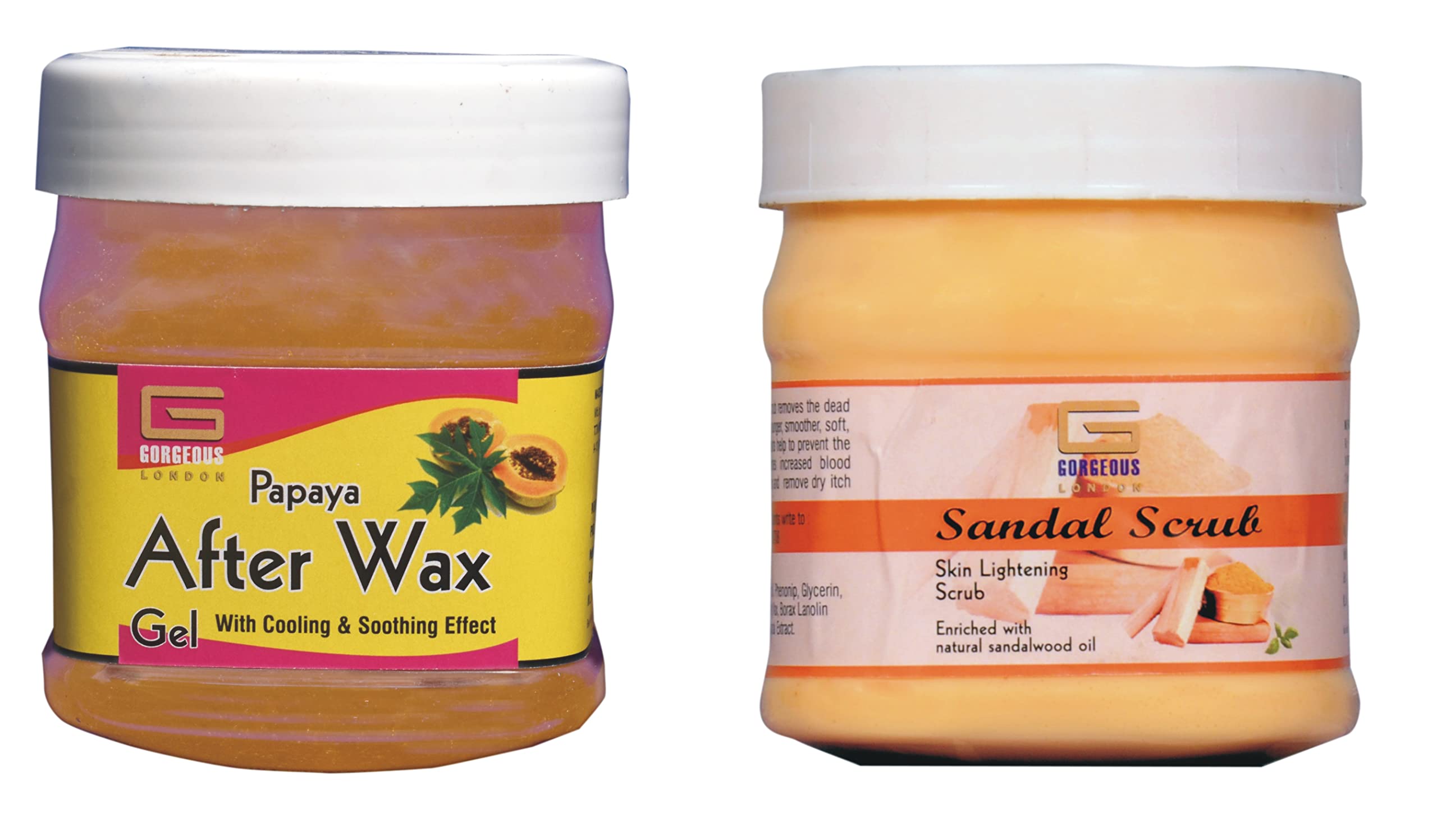 London Papaya After Wax Gel & Sandal Scrub Duo (2-Pack, 450ml Each) - Post-Wax Soothing & Exfoliating Care for Smooth Skin