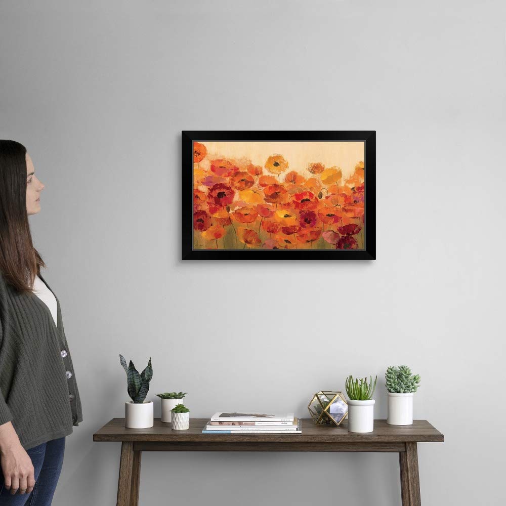 Summer Poppies Black Framed Wall Art Print - Vibrant Floral Poppy Painting for Home & Office Decor - Perfect for Living Room, Bedroom, or Gift