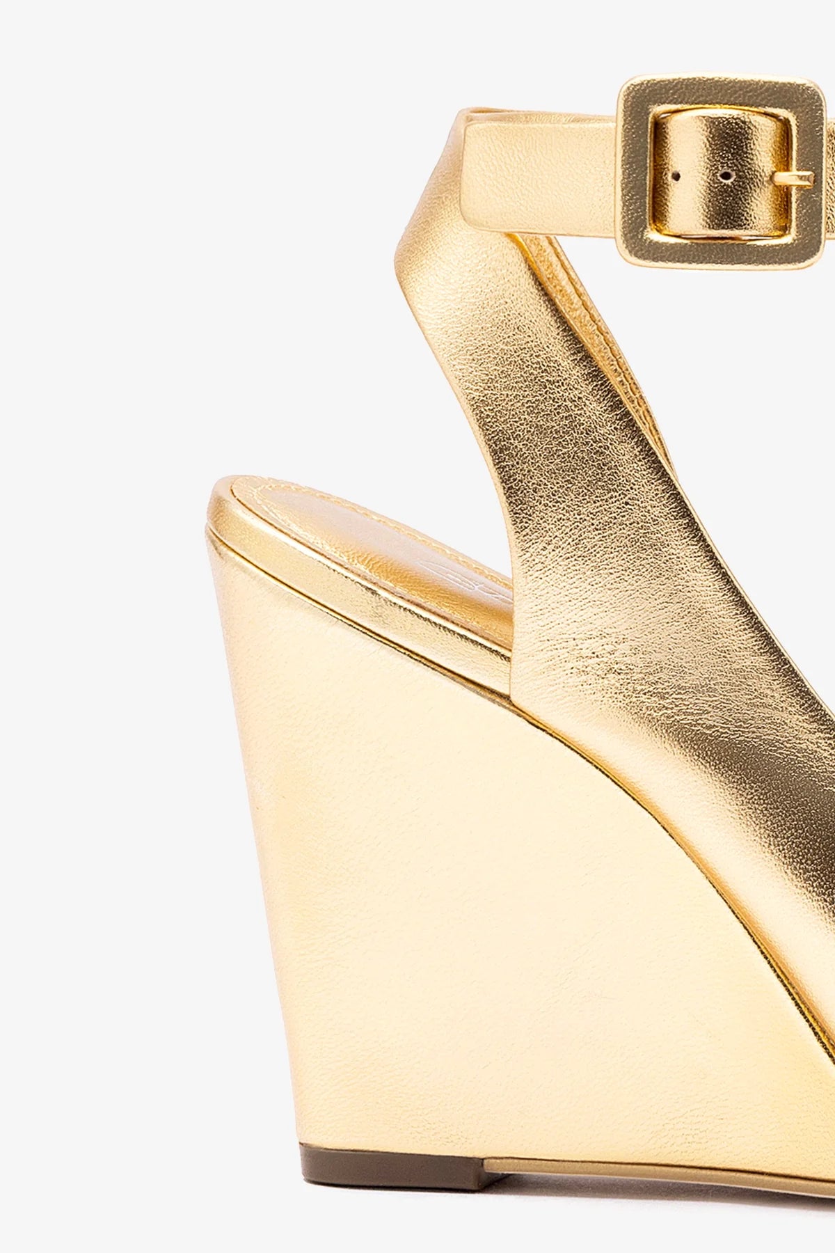 Deena By Larroudé Gold Metallic Leather Wedge Sandals - Women's Comfortable Heels for Summer, Beach, and Casual Outings