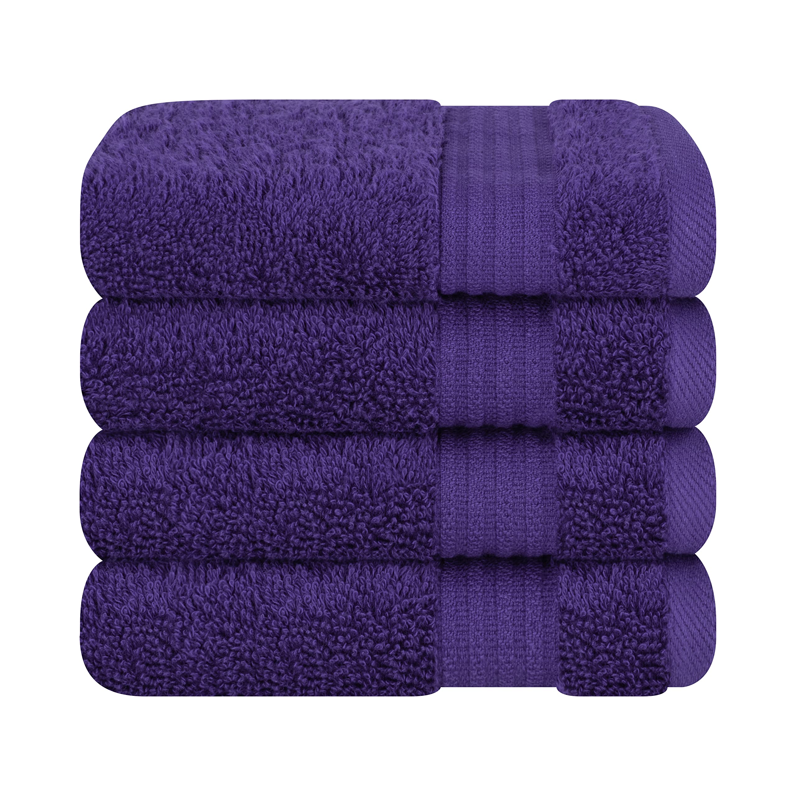 100% Cotton Turkish Washcloths - 4 Pack Soft Absorbent Face & Hand Towels for Bath & Body - Gentle Exfoliating Wash Rags (Purple) - Perfect for Spa, Baby Care & Sensitive Skin