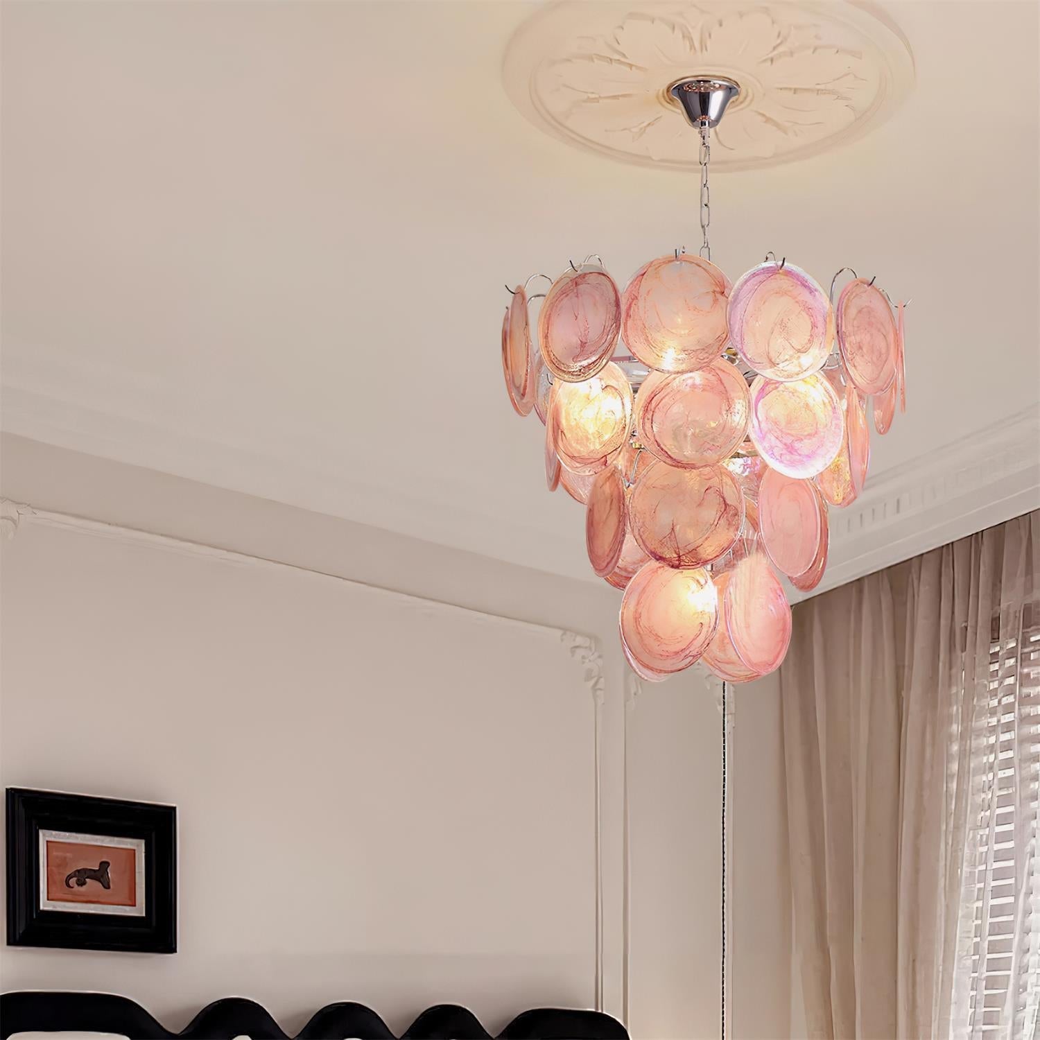Elegant Camisa Disc Glass Chandelier - Modern Crystal Ceiling Light Fixture for Dining Room, Bedroom, and Living Room Decor