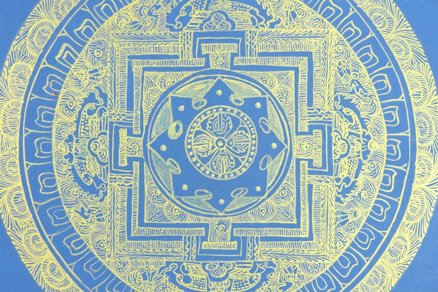 Hand Painted Double Dorje Mandala Wall Art - Tibetan Buddhist Meditation Decor for Home, Office & Yoga Studio