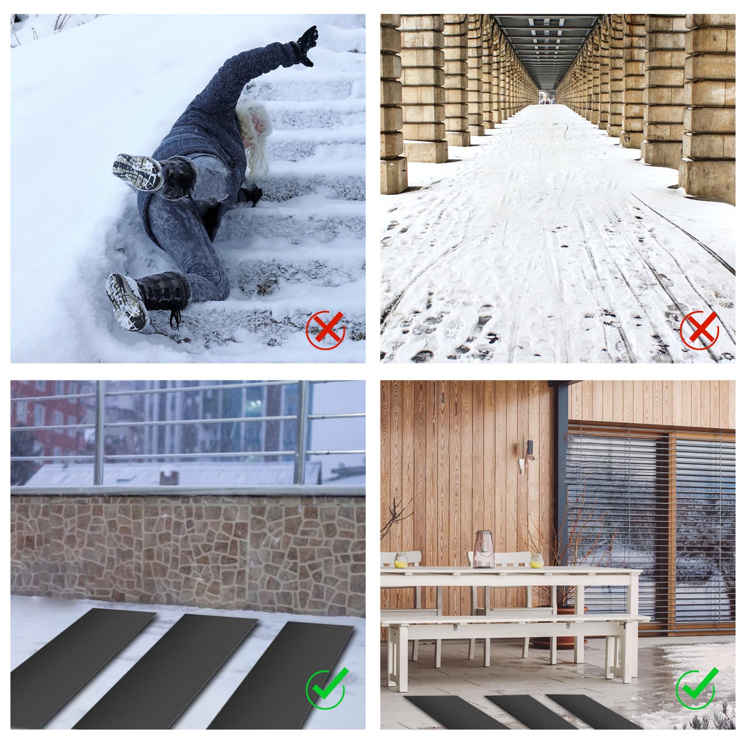 ABORON 20x60 Heated Snow Melting Mats for Walkways & Stairs - Outdoor Anti-Slip Rubber Heating Mats for Snow Removal - Perfect for Driveways, Patios, and Entryways in Winter