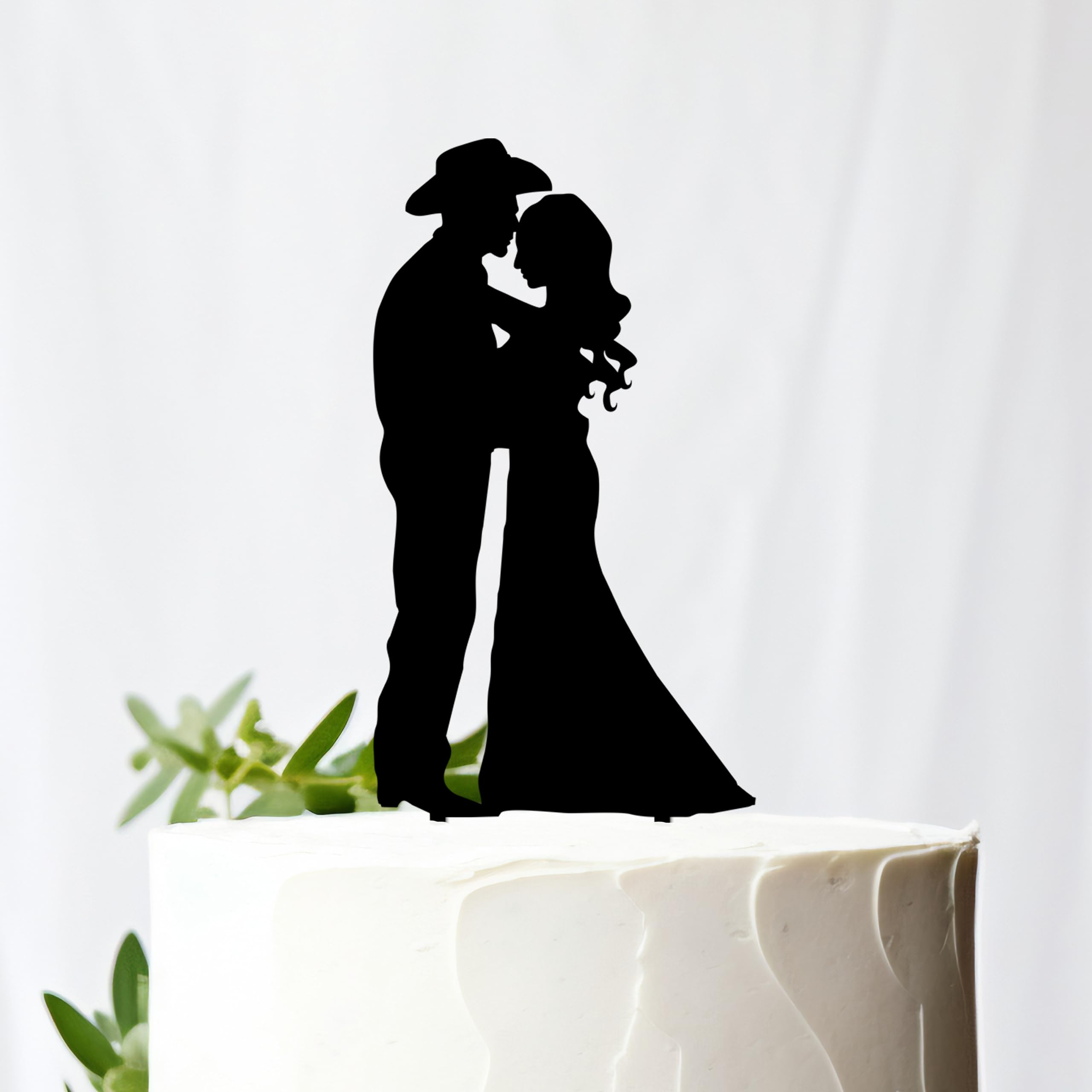 Western Cowboy Wedding Cake Topper - Personalized Bride and Groom Silhouette for Country Western Weddings | Rustic Cake Decoration for Anniversary & Engagement Parties