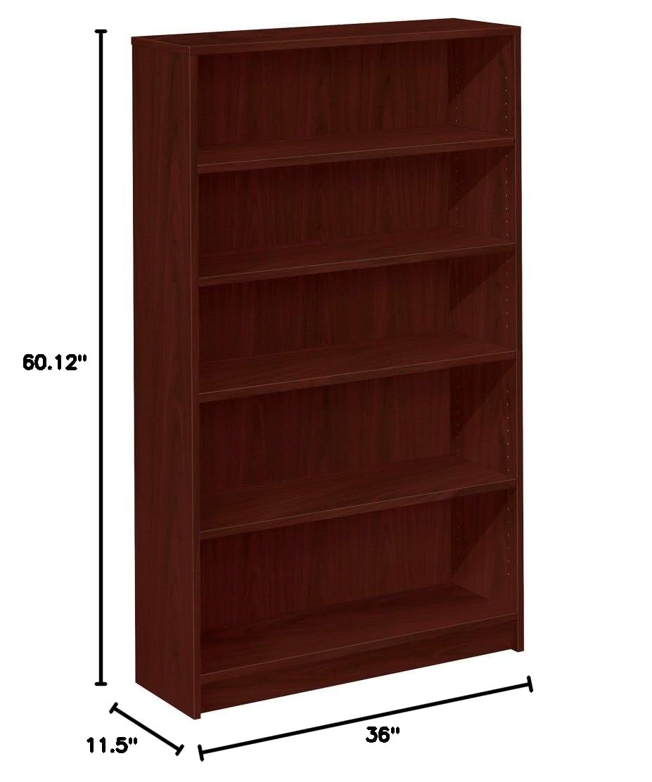 HON 1875 1870 Series 5-Shelf Bookcase - Sturdy Wooden Bookshelf for Home Office, Living Room & Library Organization