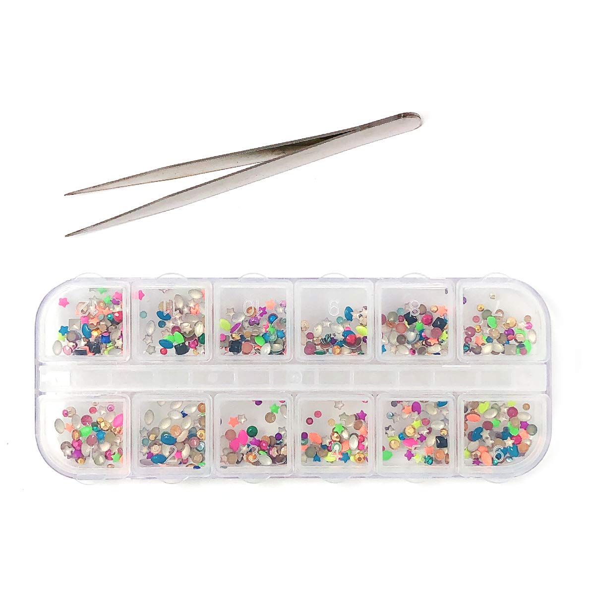 Dazzling Nail Art Rhinestones Kit with Plastic Storage Case - Stardust Glitter Gems for Manicure, Nail Decoration & DIY Beauty - Perfect for Parties, Weddings, and Salon Use
