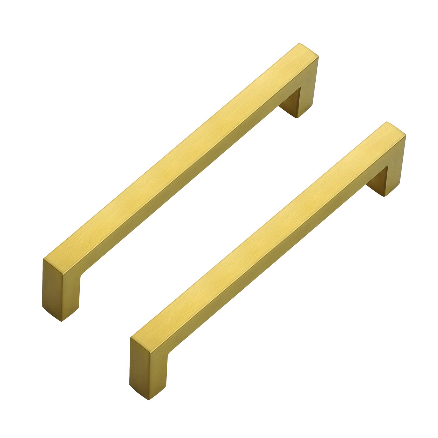 Ravinte 5 Pack 6-1/4 Inch Brushed Brass Cabinet Handles - Stainless Steel Square Drawer Pulls for Kitchen Cabinets | Modern Hardware for Home Renovation & DIY Projects