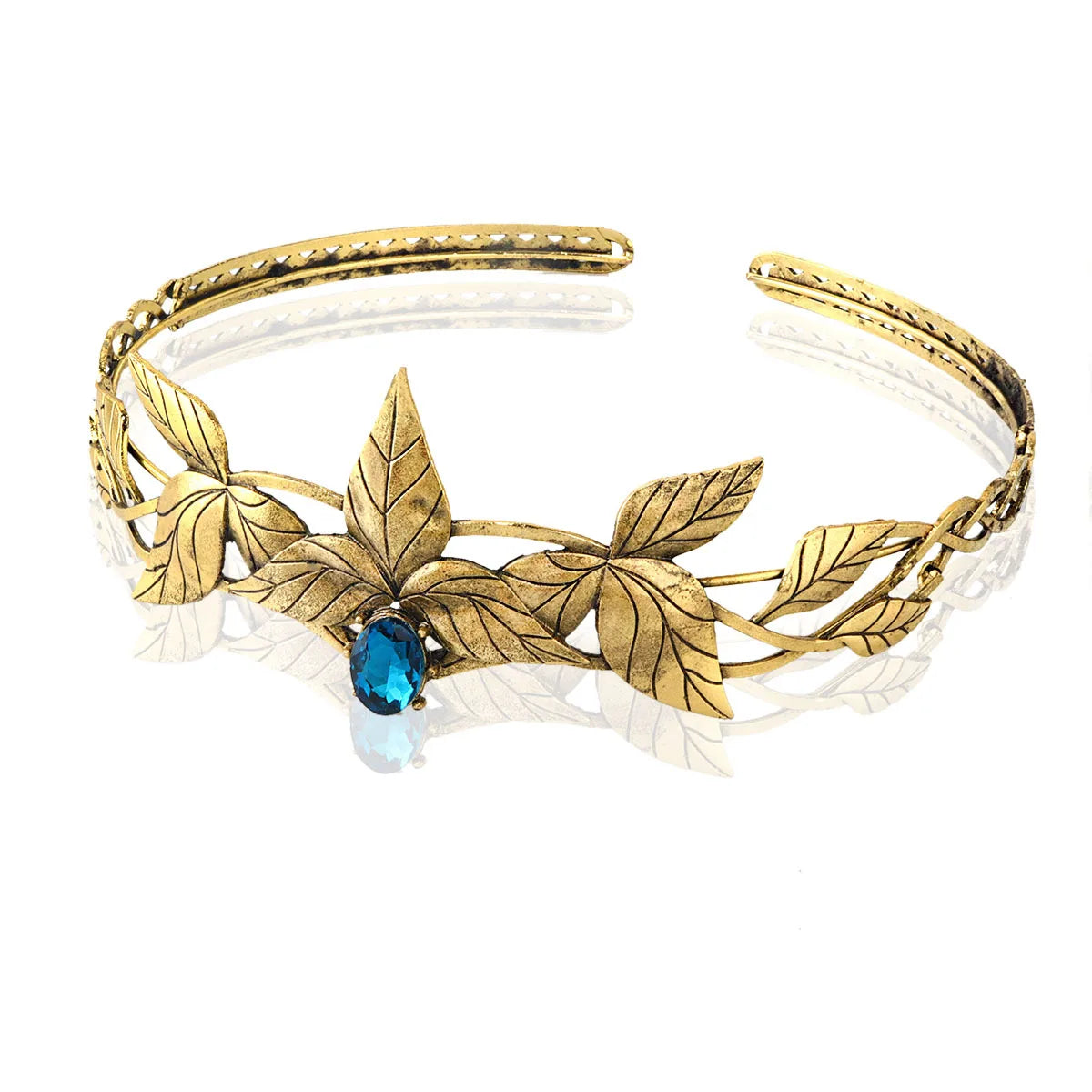 Enchanted Forest Elven Leaf Diadem Headpiece - Fantasy Cosplay Crown for Renaissance Faires, LARP & Themed Weddings