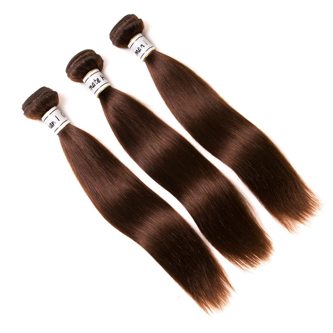 Brazilian Virgin Human Hair Extensions - 3 Bundles Straight Light Brown #4 (10 10 10 Inch) | 100% Unprocessed Human Hair for Styling & Volume | Perfect for Daily Wear, Parties & Special Occasions