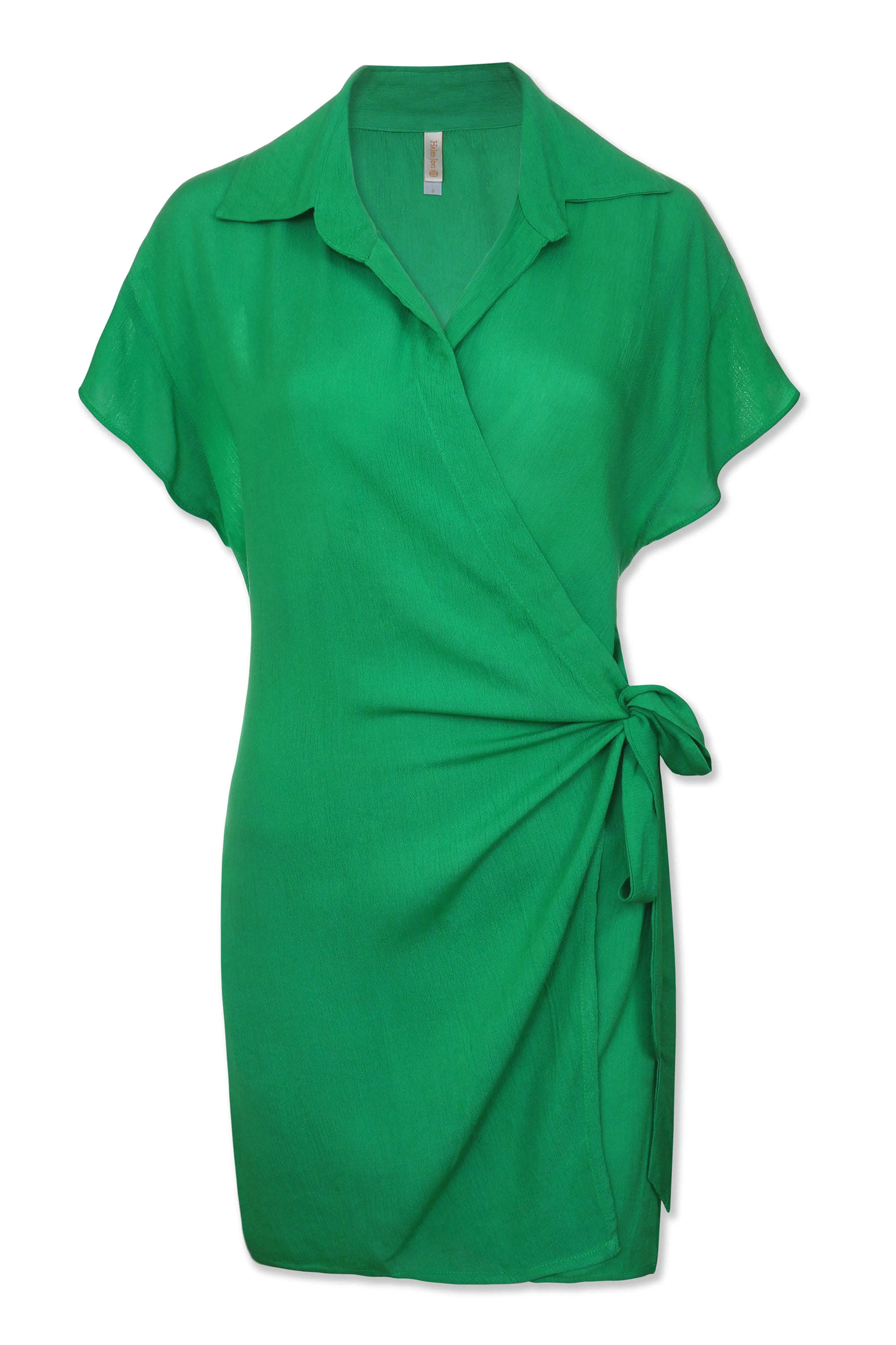 Flutter Sleeve Wrap Dress in Kelly Green - Elegant Women's Summer Dress for Casual Outings, Date Nights & Beach Vacations
